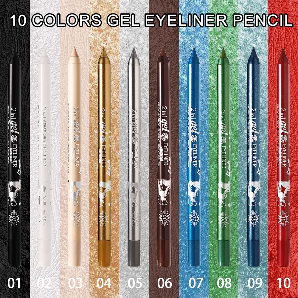 Kaely White Pencil Eyeliner,Sharpenable Multi-Use Gel Eyeliner Pencil,Waterproof Smudge Proof Eye Liner Pen,Long Lasting Smooth