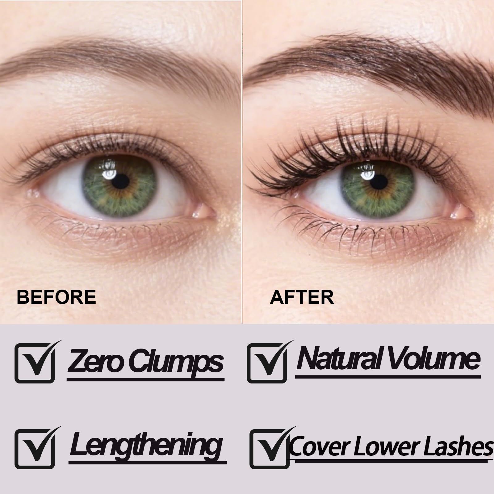 Brown Mascara for Fine Short Lash & Older Women & Mulit-layered Lashes, Ultimate Length Volumizing Lower Bottom Lashes Mascara,