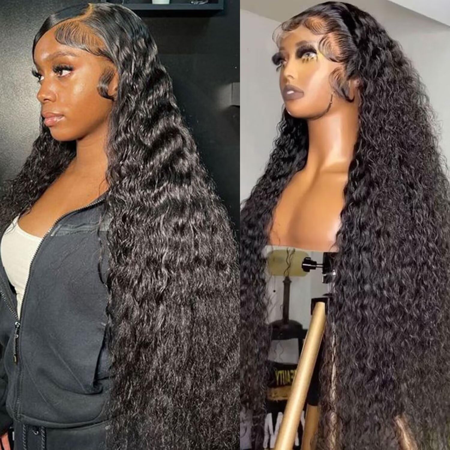 Lemoda 12A 210% Density 13X6 Skinlike Real Hd Lace Water Wave Full Lace Frontal Wigs Deep Wave Virgin Human Hair Invisible 0.1Mm