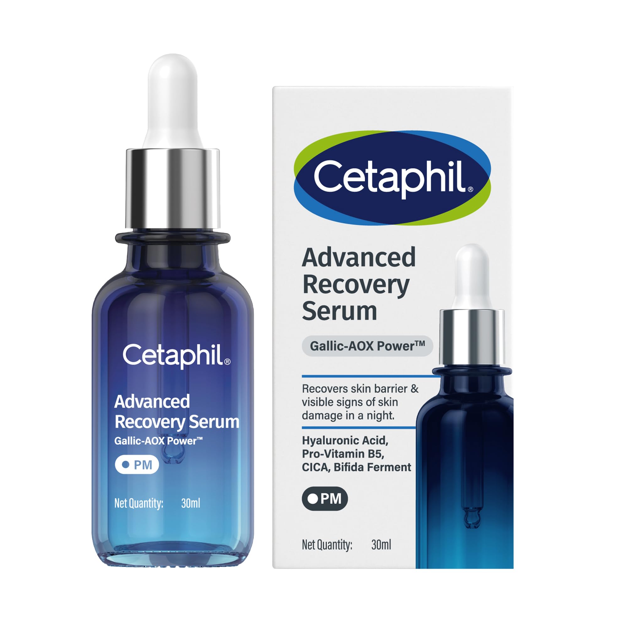 Cetaphil Advanced Recovery Serum 30Ml | Night Routine | Skin Barrier Repair Face For Sensitive Skin | Hydrating & Soothing With 