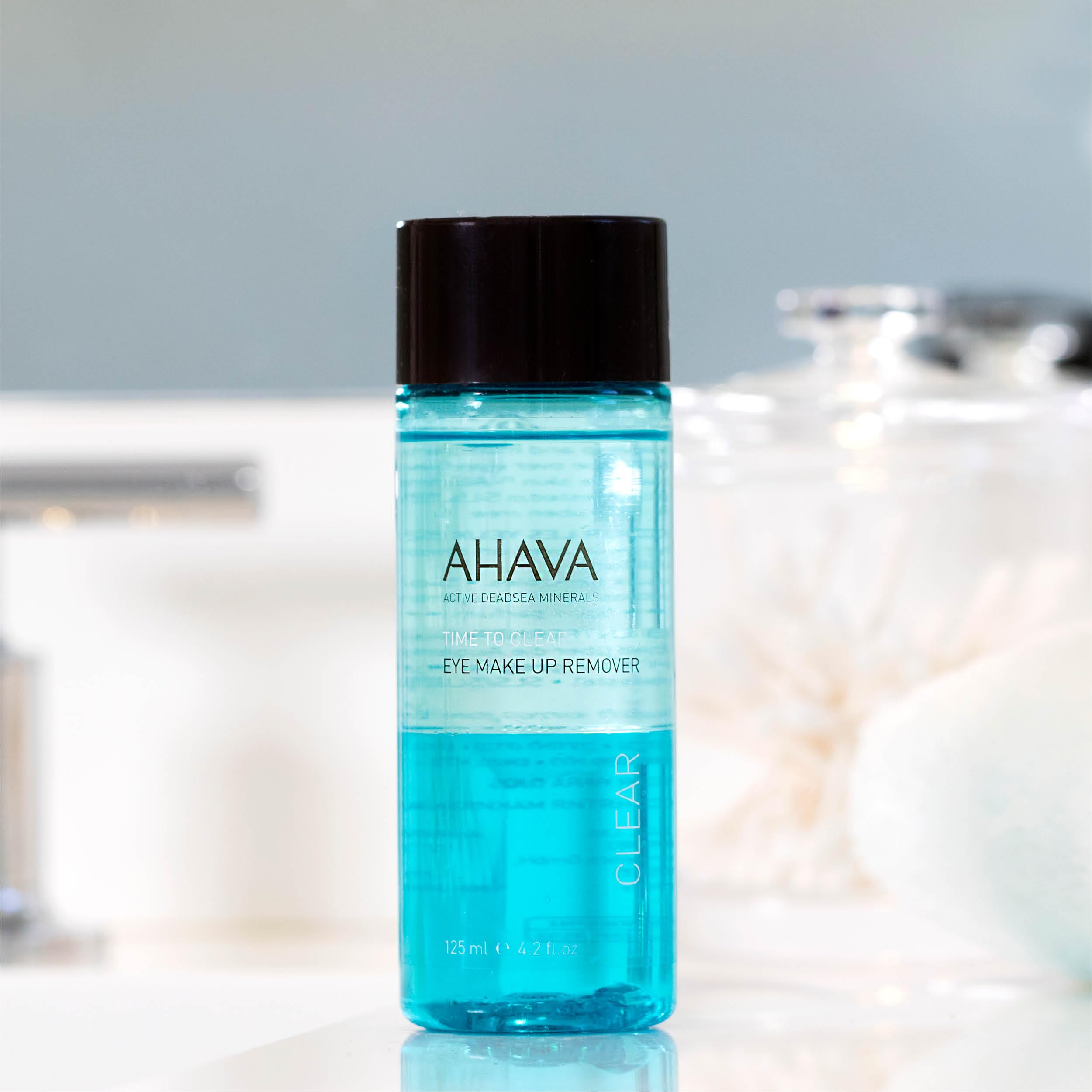Ahava Time To Clear Eye Make-Up Remover - Bi-Phased Makeup Remover, Lifts Away Waterproof Eye Makeup, Not Leaves Sticky Residue,