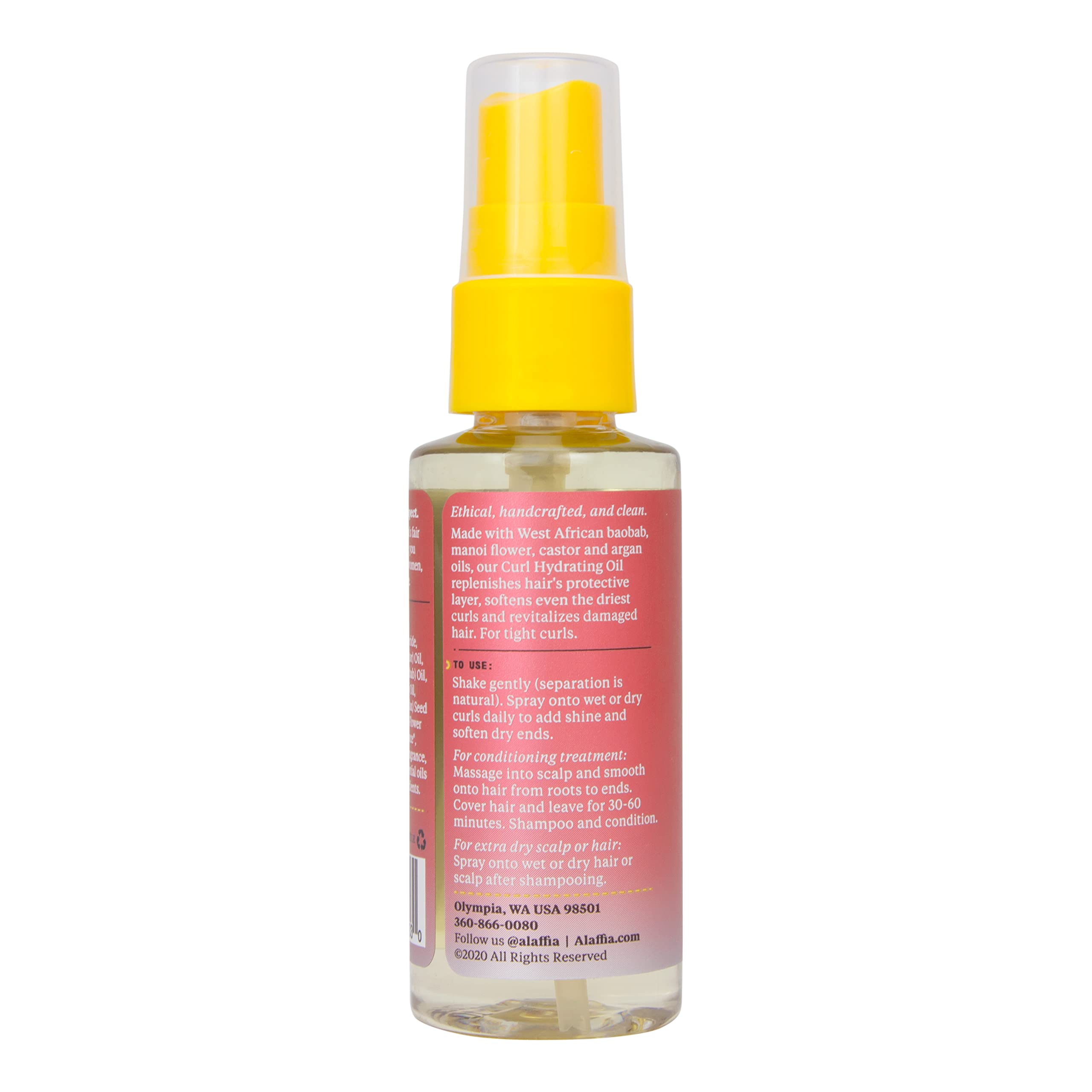 Alaffia Hair Care, Beautiful Curls Define Hydrating Oil Spray for Tight, Thick Curls, Argan Oil and Baobab, Revitalizes Dry, Dam