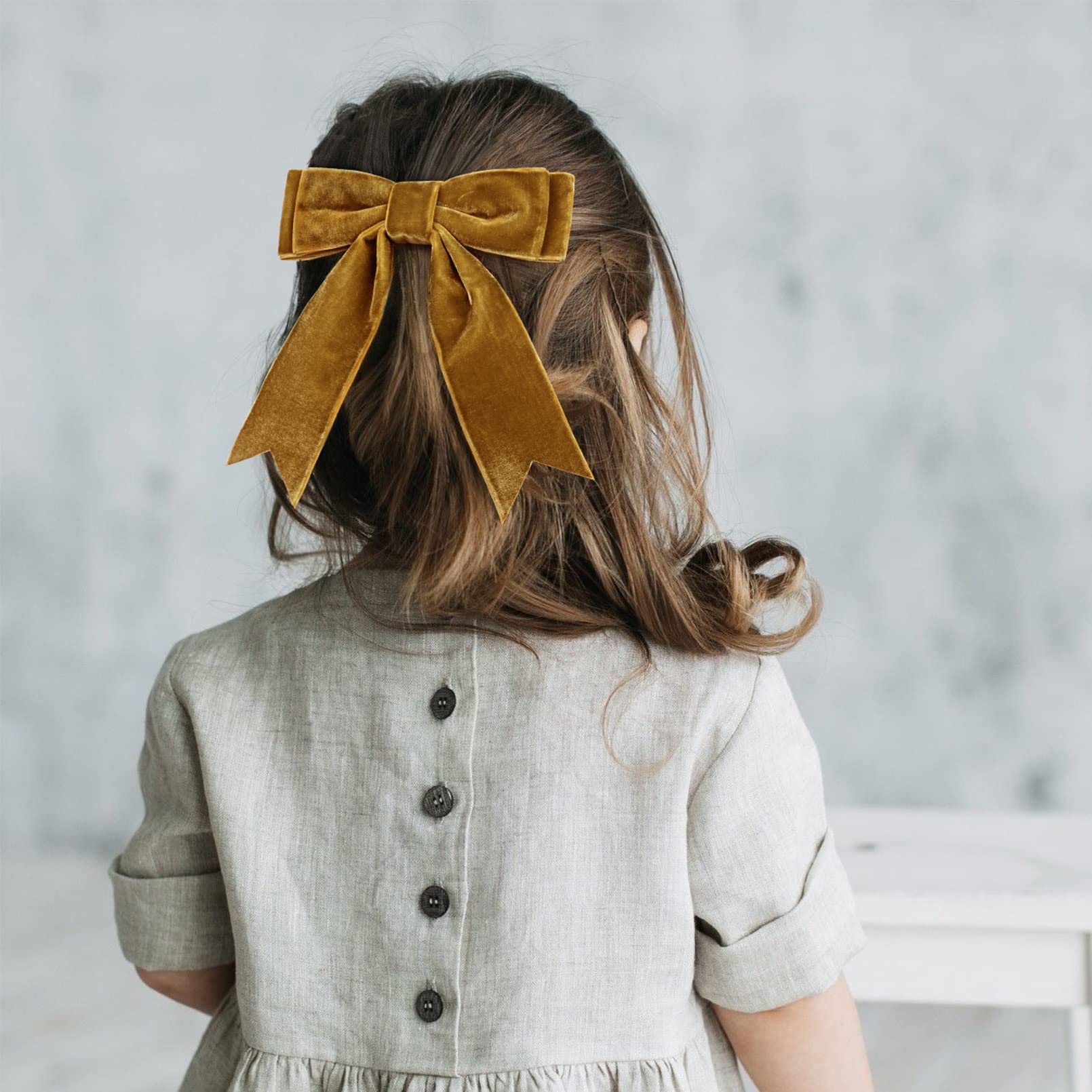 2Pcs 5'' Velvet Brown Hair Bows Girls Hair Clips Ponytail Holder Accessories For Girls Toddlers