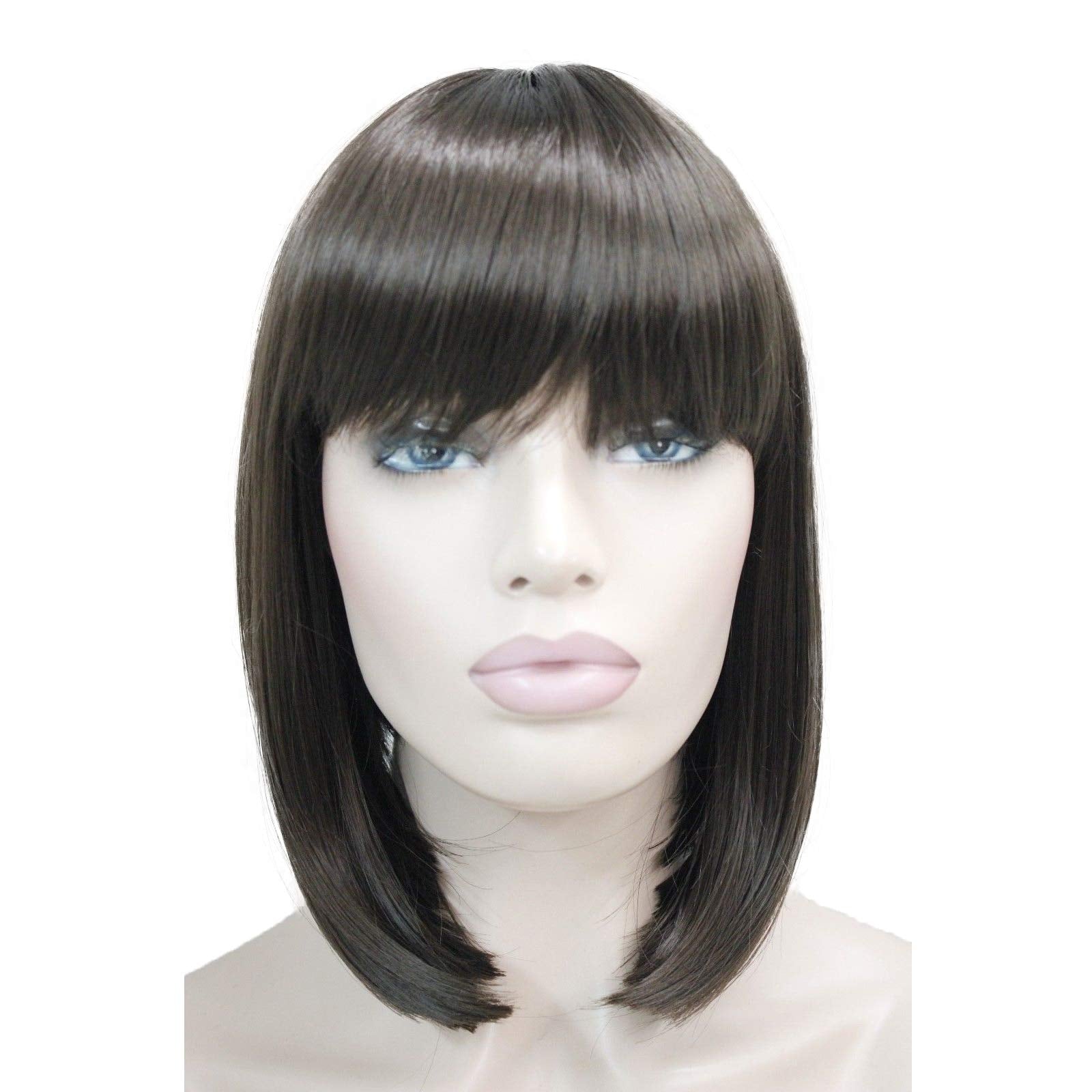 Lydell 10'' Short Straight Bob Wigs No Part Full Synthetic Hair Wig (Chestnut Brown)