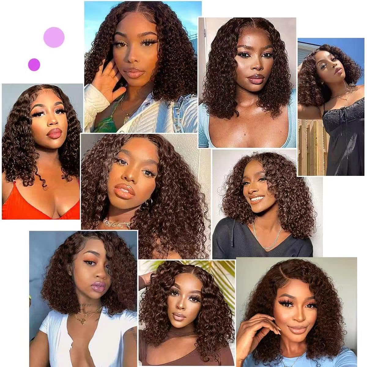 Maytune Chocolate Brown Bob Wig Human Hair Glueless Wigs Human Hair Pre Plucked 4# Curly Wig Human Hair Bob Wigs For Black Women