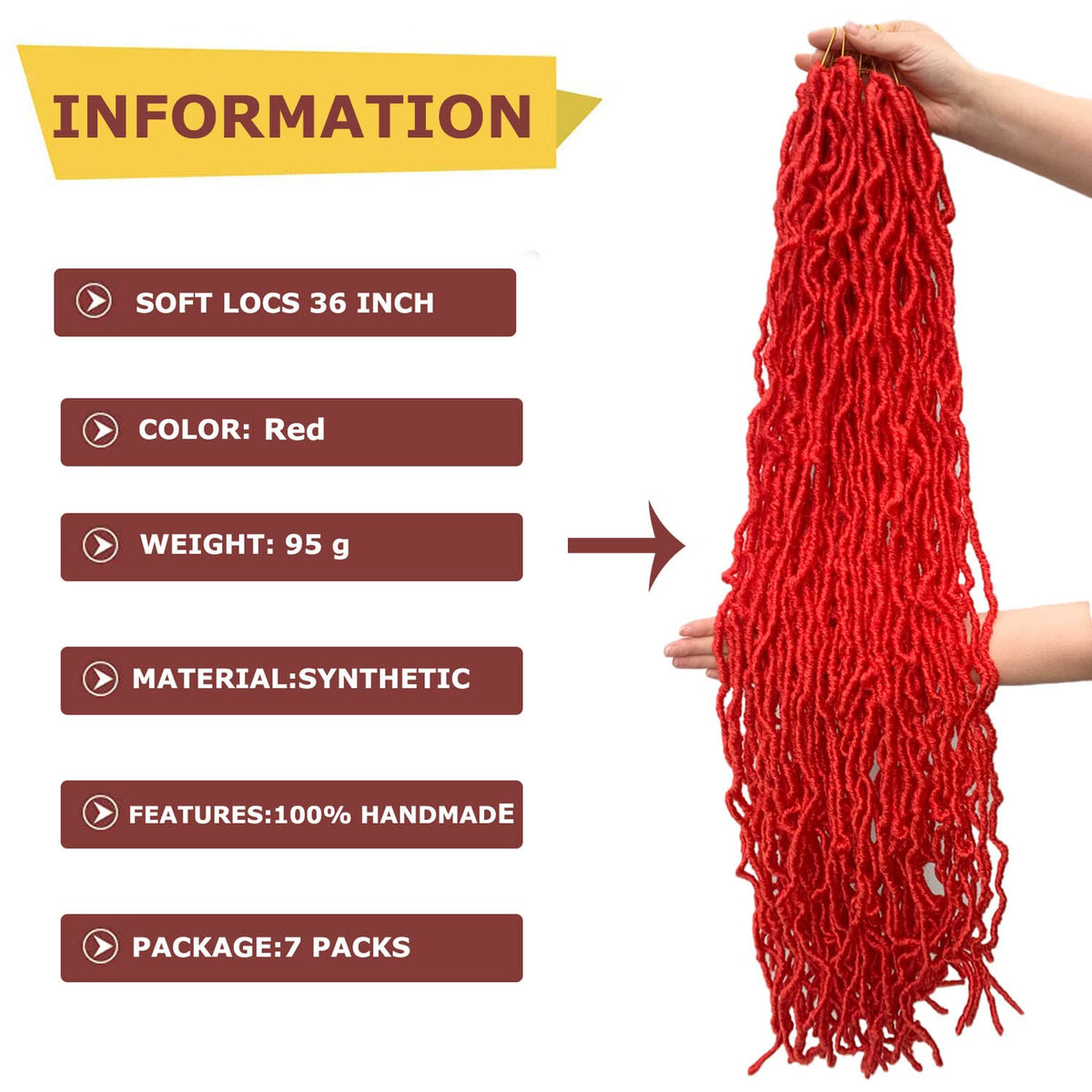 Red 7 Packs Soft Locs 36 Inch Faux Locs Crochet Hair For Black Women W ...