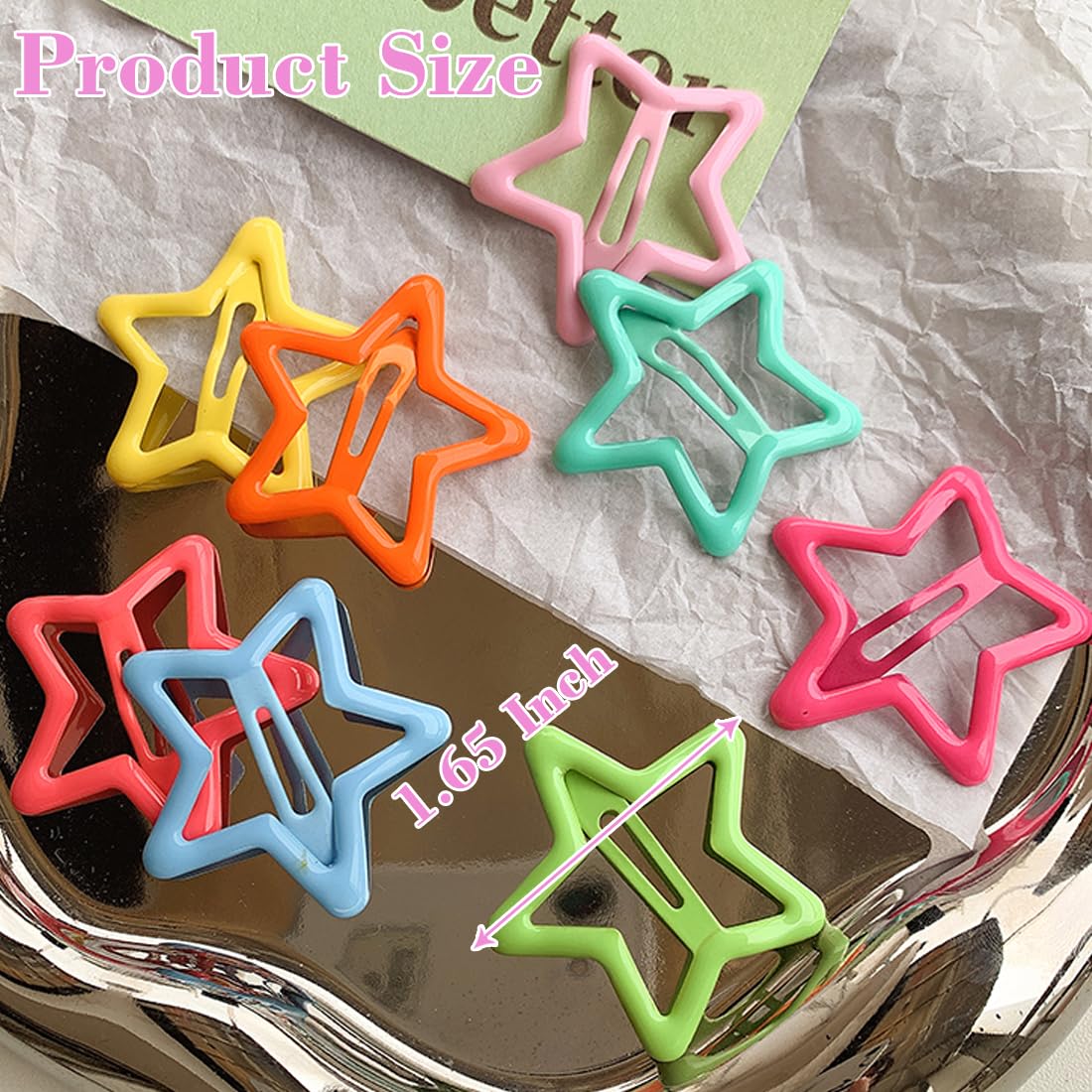 13 Pcs 1.65'' Metal Hair Accessories - Snap Barrettes With Non-Slip Star Clips For Girls In Multiple Colors