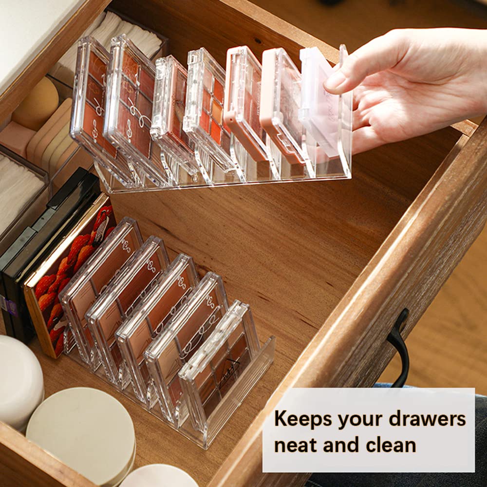 Fhdusryo 3Pcs Eyeshadow Palette Organizer, 7 Section Makeup Palette Organizer, 2 Acrylic Palette Organizer With 1 Lipstick Holde