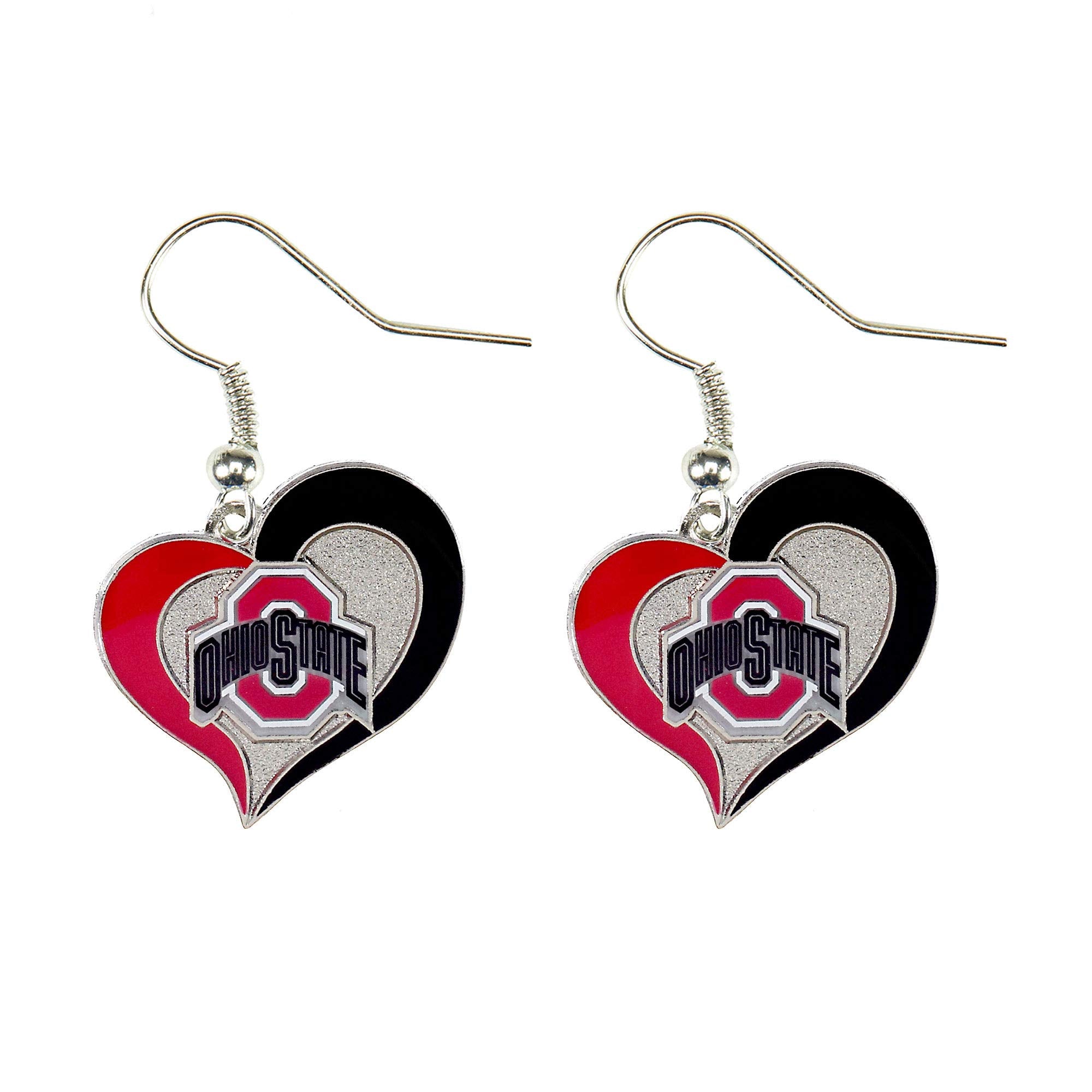 NCAA Ohio State Buckeyes Swirl Heart Earrings