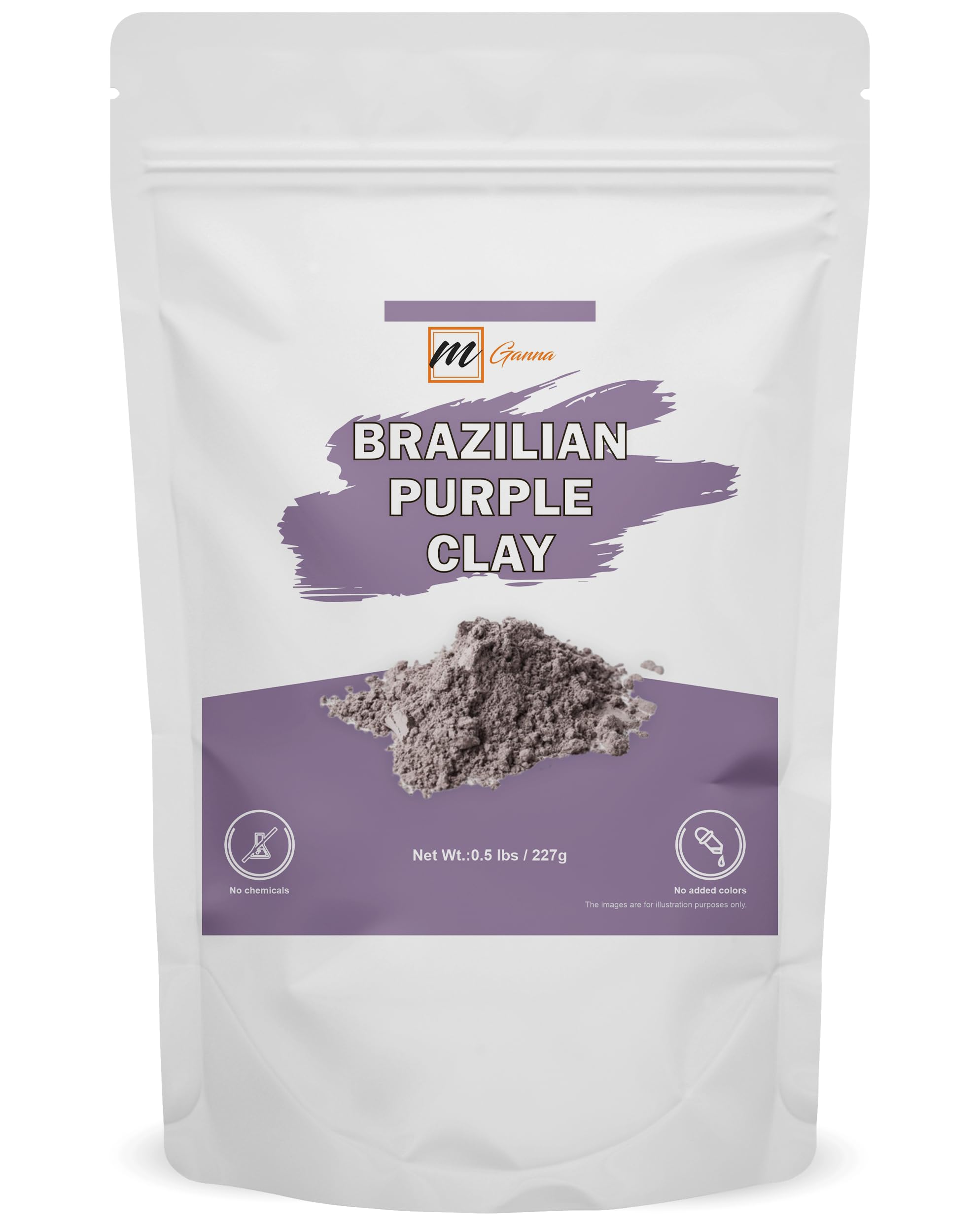 Mganna 100% Natural Brazilian Purple Clay Powder For Face Packs, Creams And Soaps And Other Cosmetic Formulations 0.5 Lbs / 227
