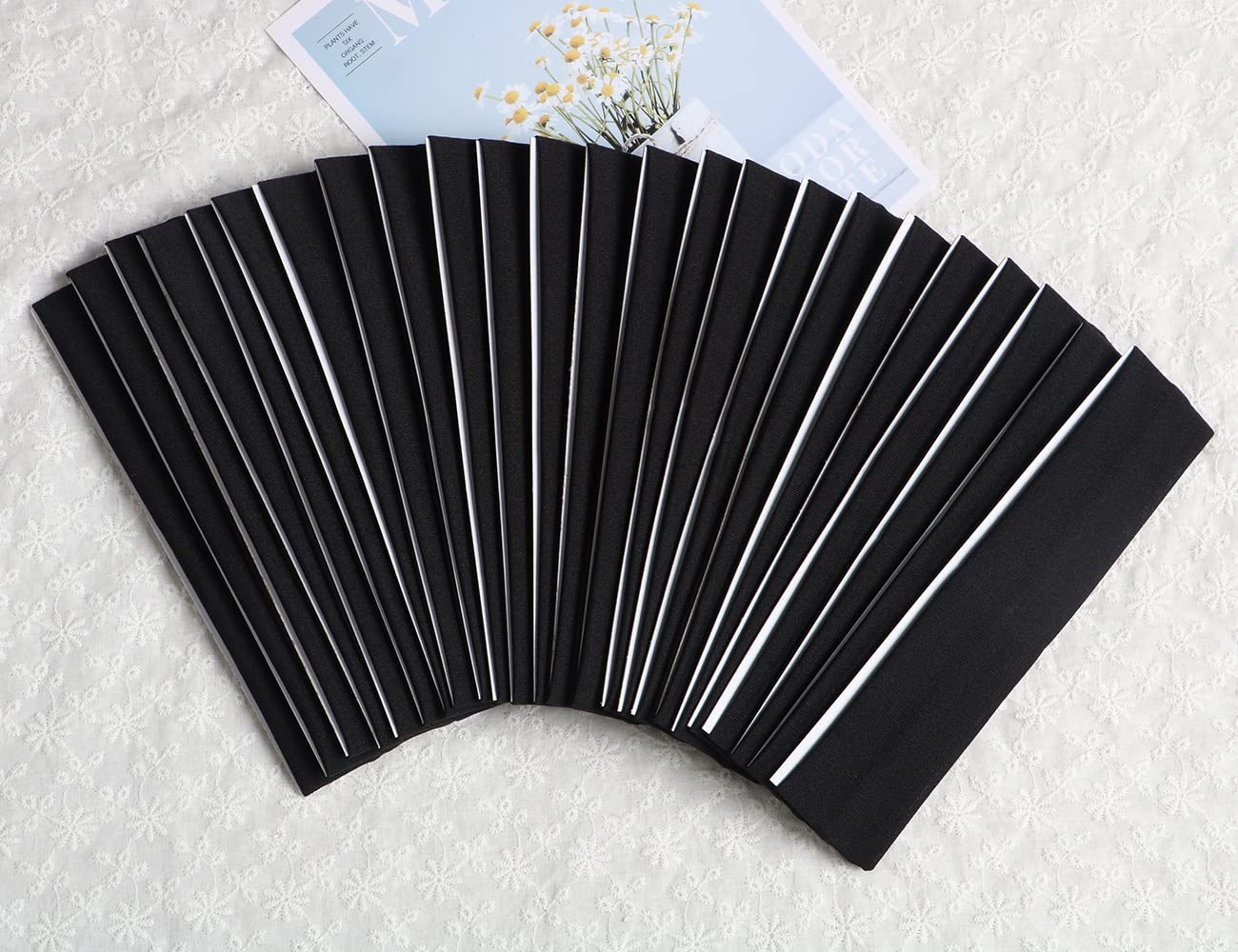 Yoga Sports Headbands,Pack Of 24,Soft Elastic Stretchy Athletic Headband Workout Gym Sports Fitness Hair Bands (Black)