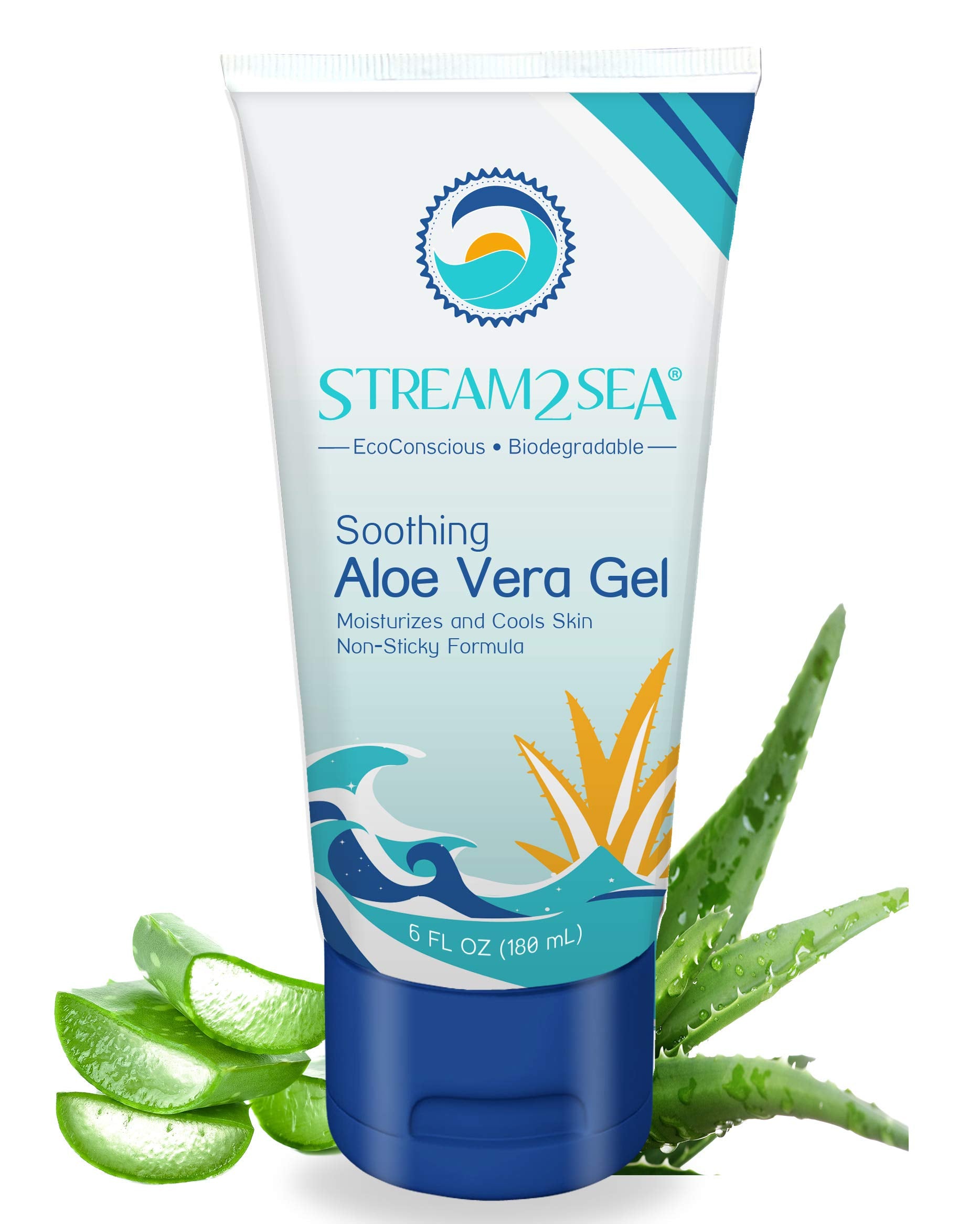STREAM 2 SEA Soothing Aloe Vera Gel, Reef Safe Paraben Free All Natural Underwater Sting and Sunburn Relief, After Sun Care for 