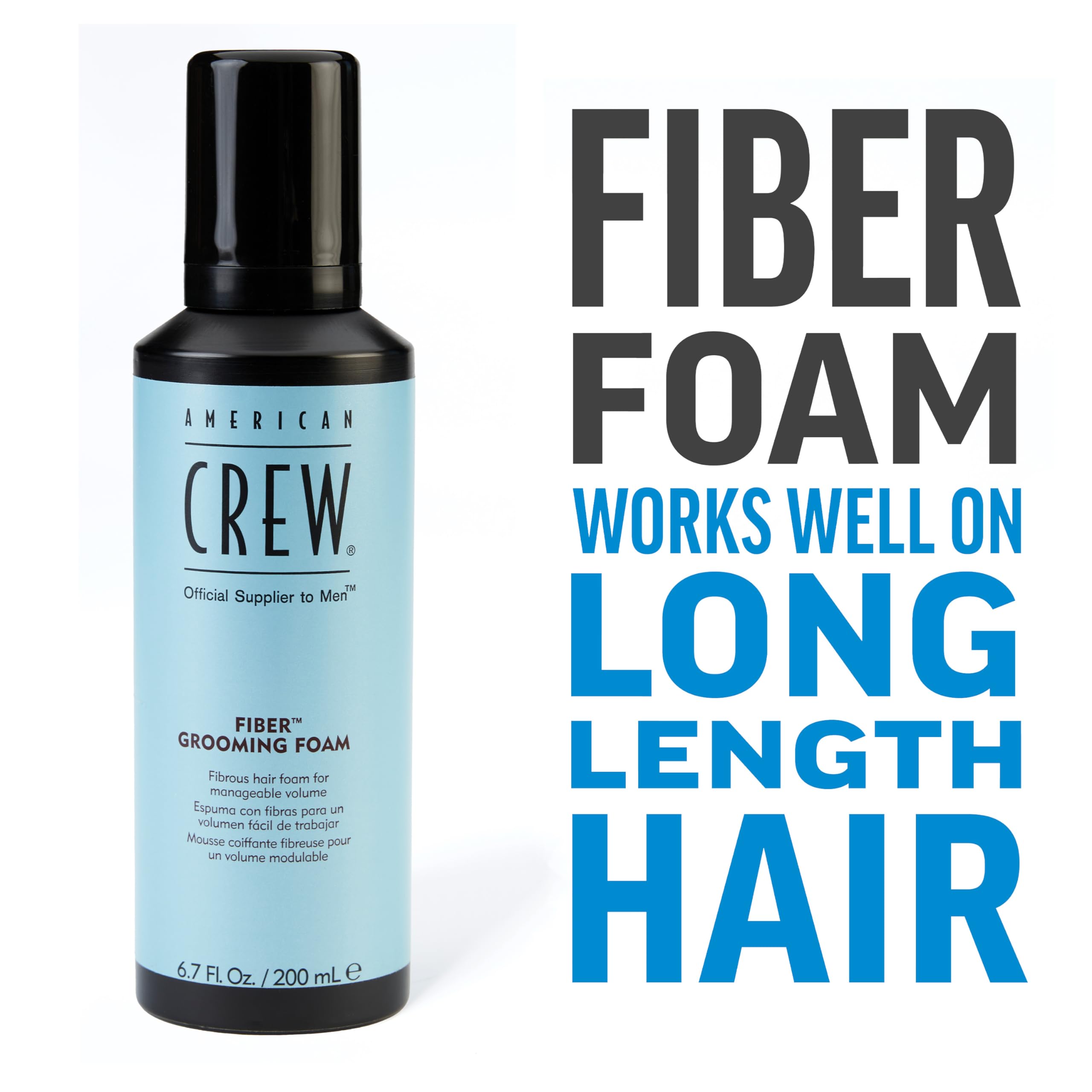 Men's Hair Fiber Grooming Foam by American Crew, Like Hair Gel, 6.7 Fl Oz