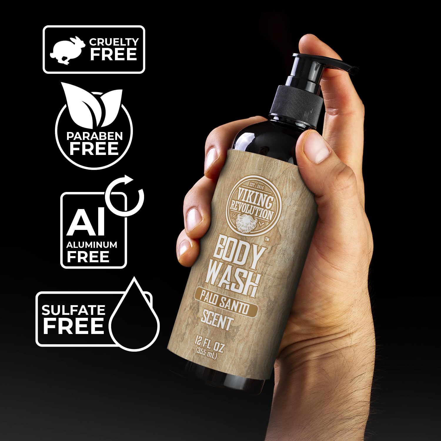 Viking Revolution Palo Santo Body Wash For Mens Shower Gel - Moisturizing Mens Body Wash With Vitamin E And Aloe Vera - Shower G