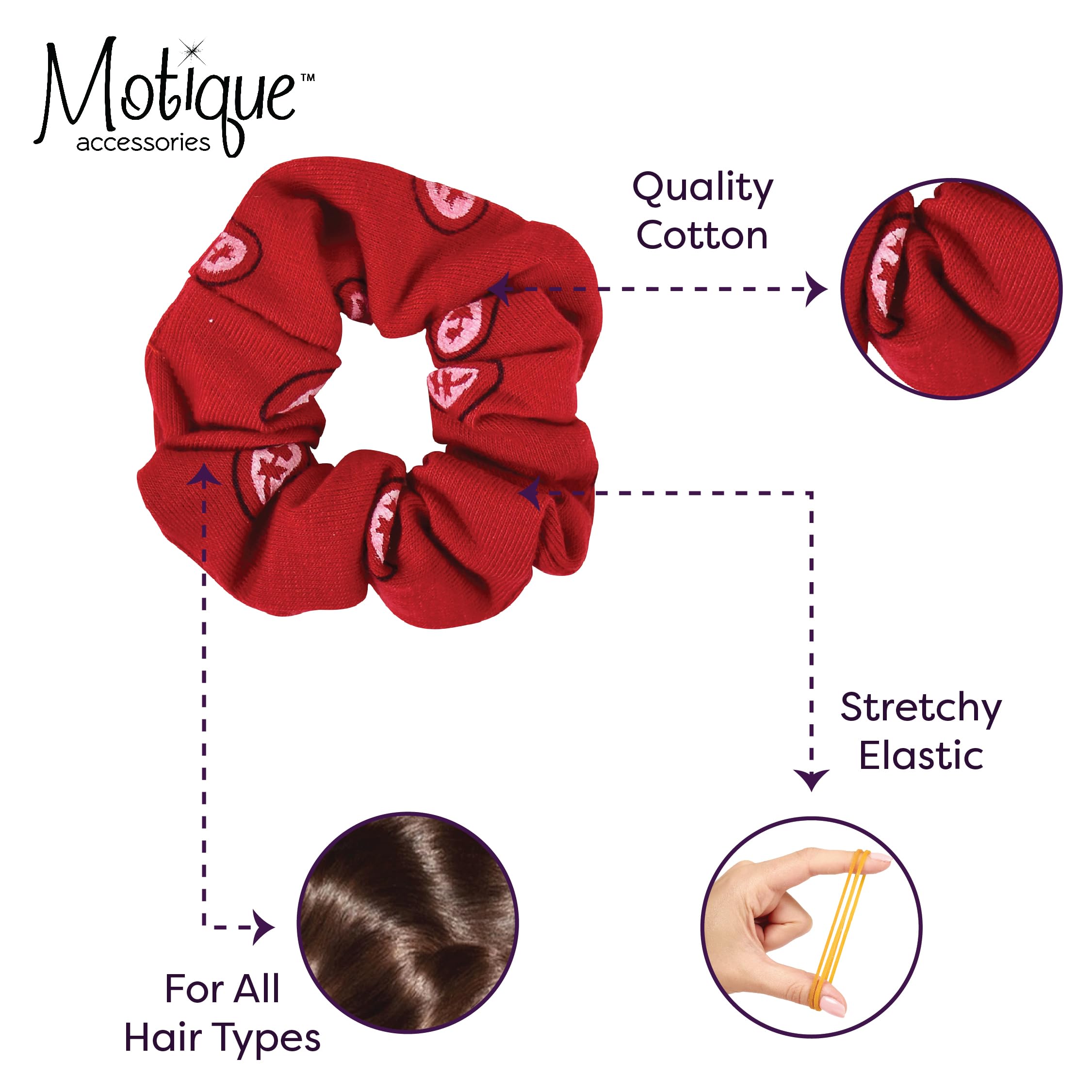 Bandana Scrunchies Cotton Hair Bobble - Set of 2 (Red)