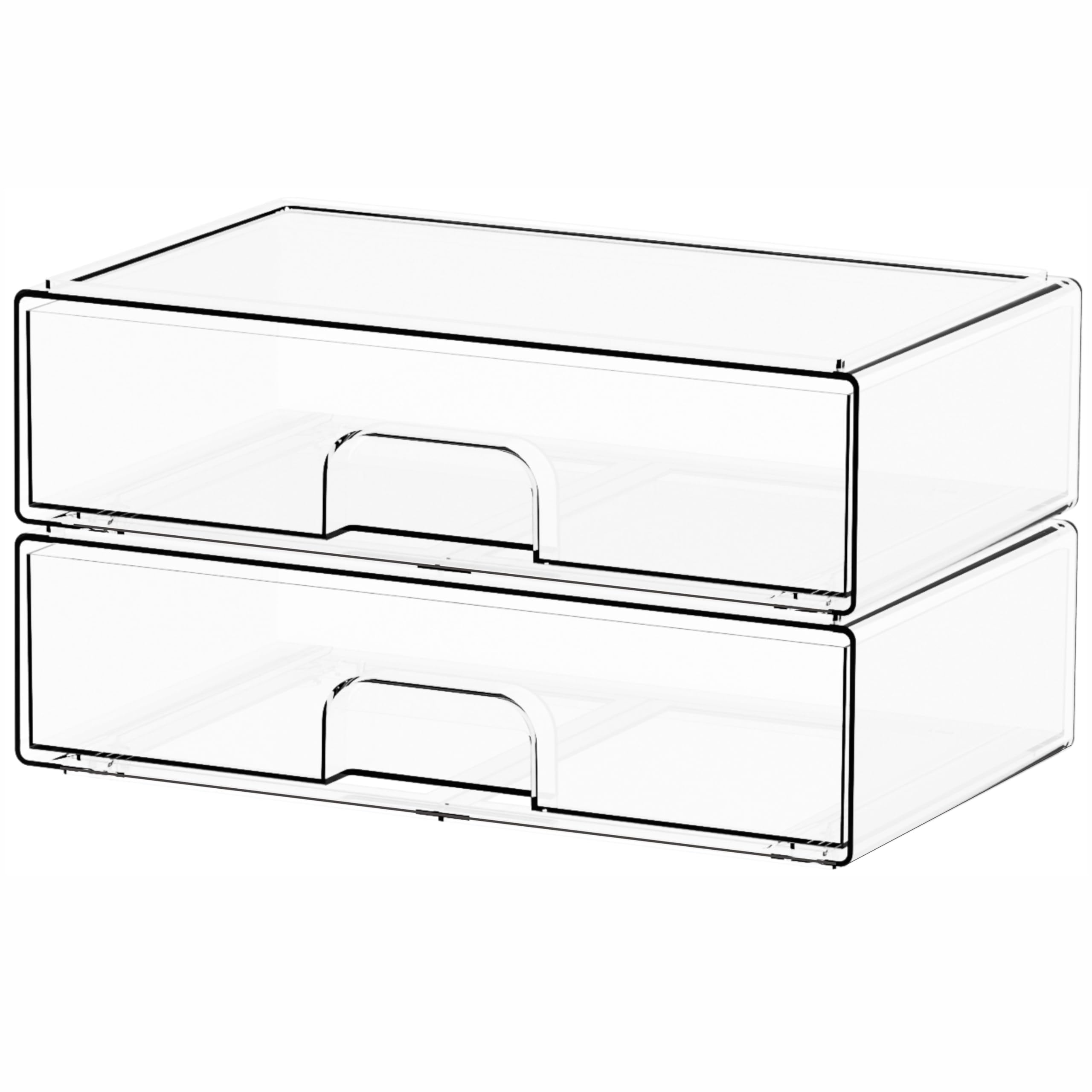 Yieach 12.1W Clear Stackable Storage Drawers,2 Pack Acrylic Drawer Organizer for Hair Accessories,Makeup Organizers,Plastic Or