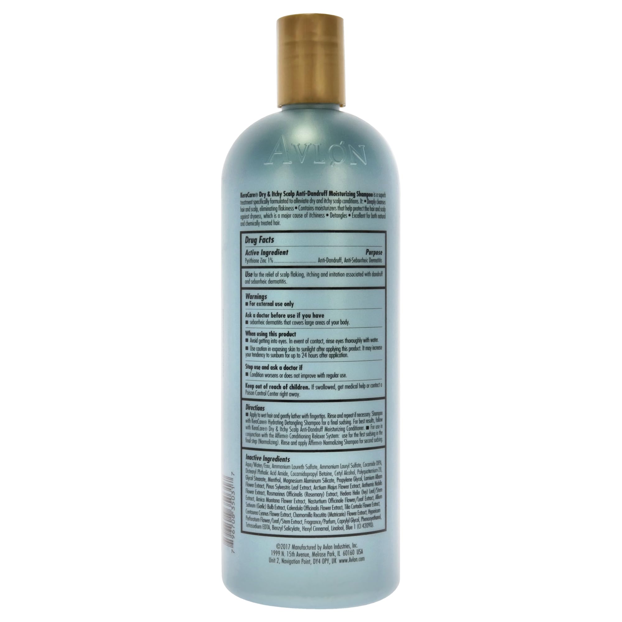Avlon Kera Care Dry and Itchy Scalp Anti-Dandruff Moisturizing Shampoo Unisex, 32 Ounce