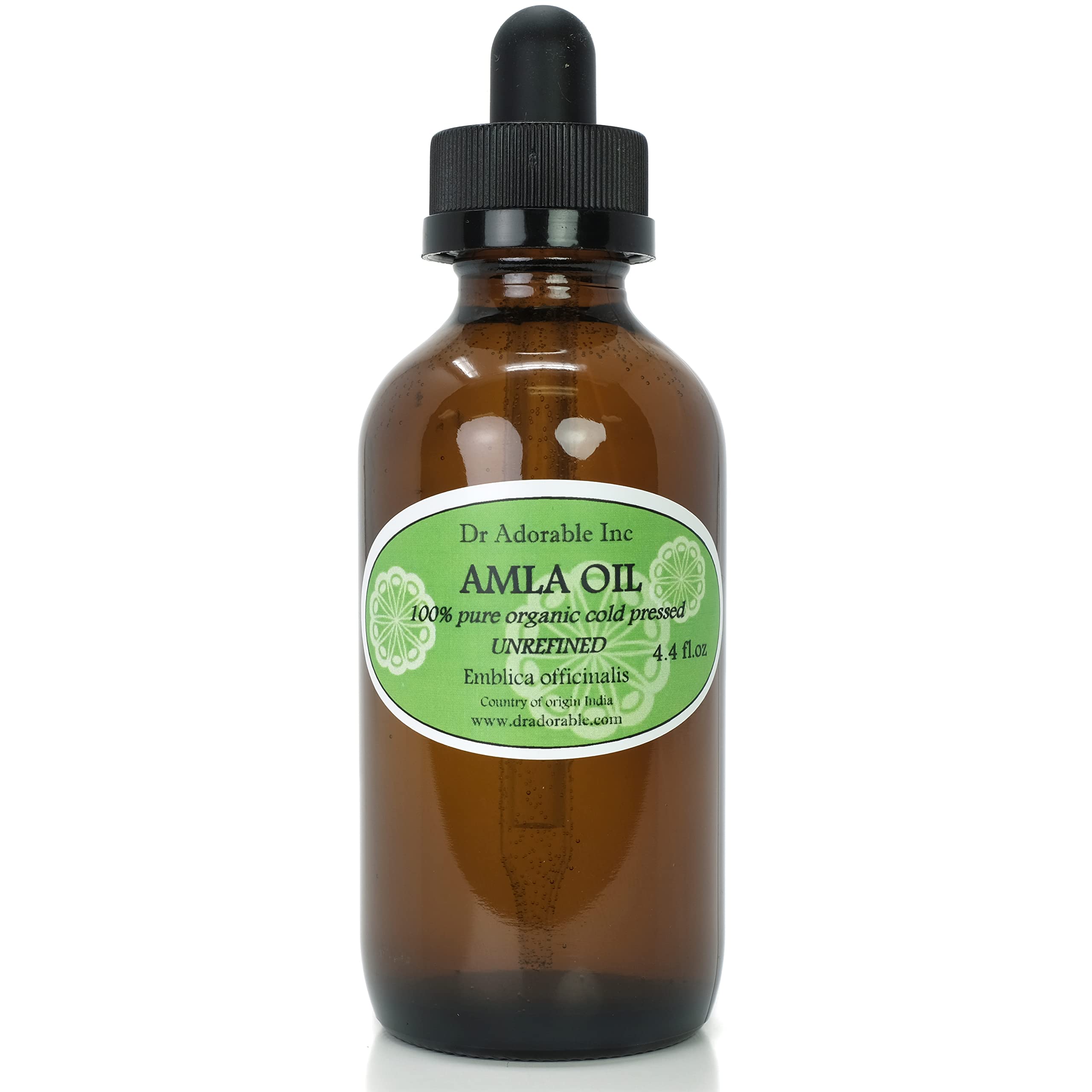 Dr Adorable  4 oz with dropper  AMLA OIL UNREFINED  Organic Glass Bottle