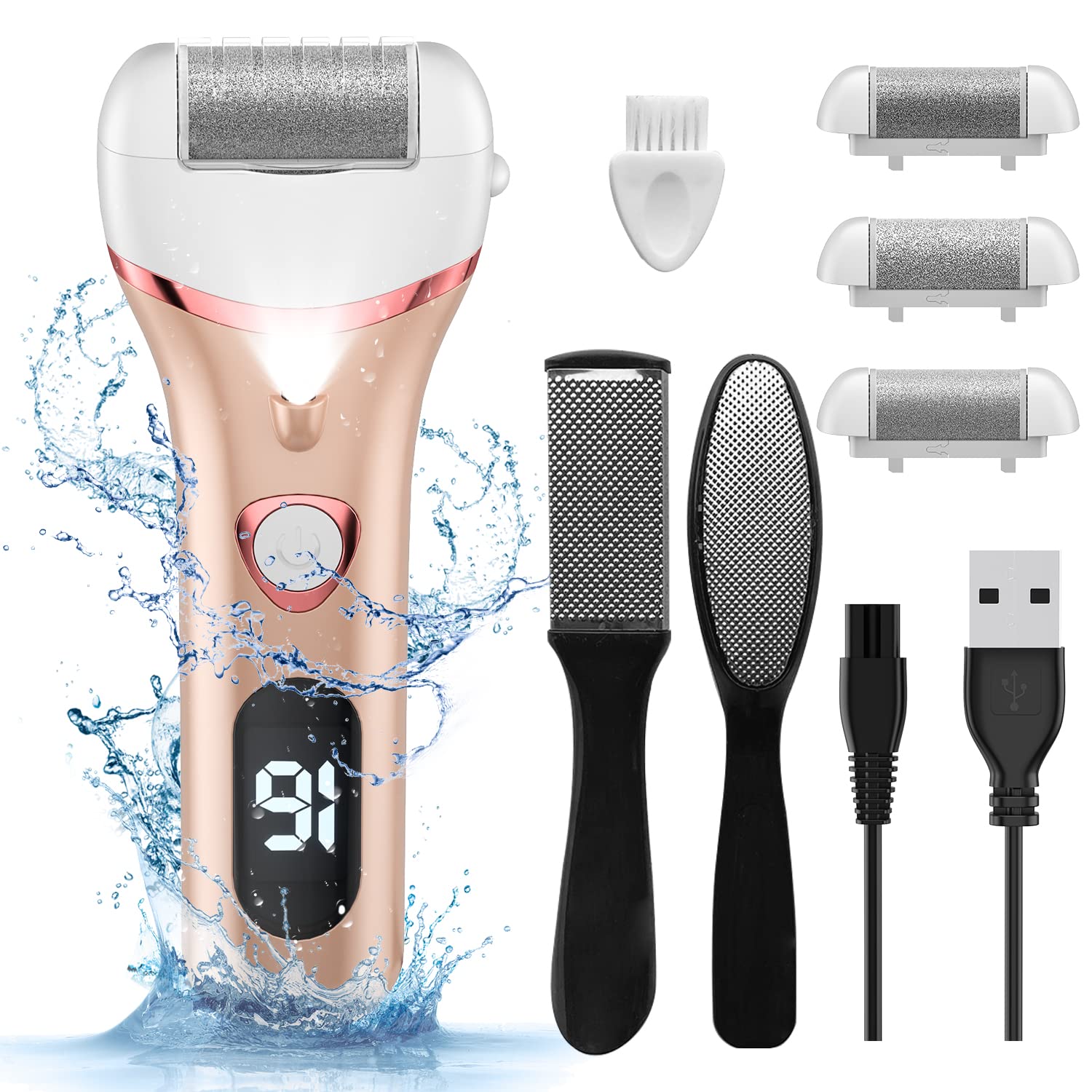 Electric Foot Callus Remover, Rechargeable Portable Electronic Foot File Pedicure Kits, Waterproof Foot Scrubber File, Professio