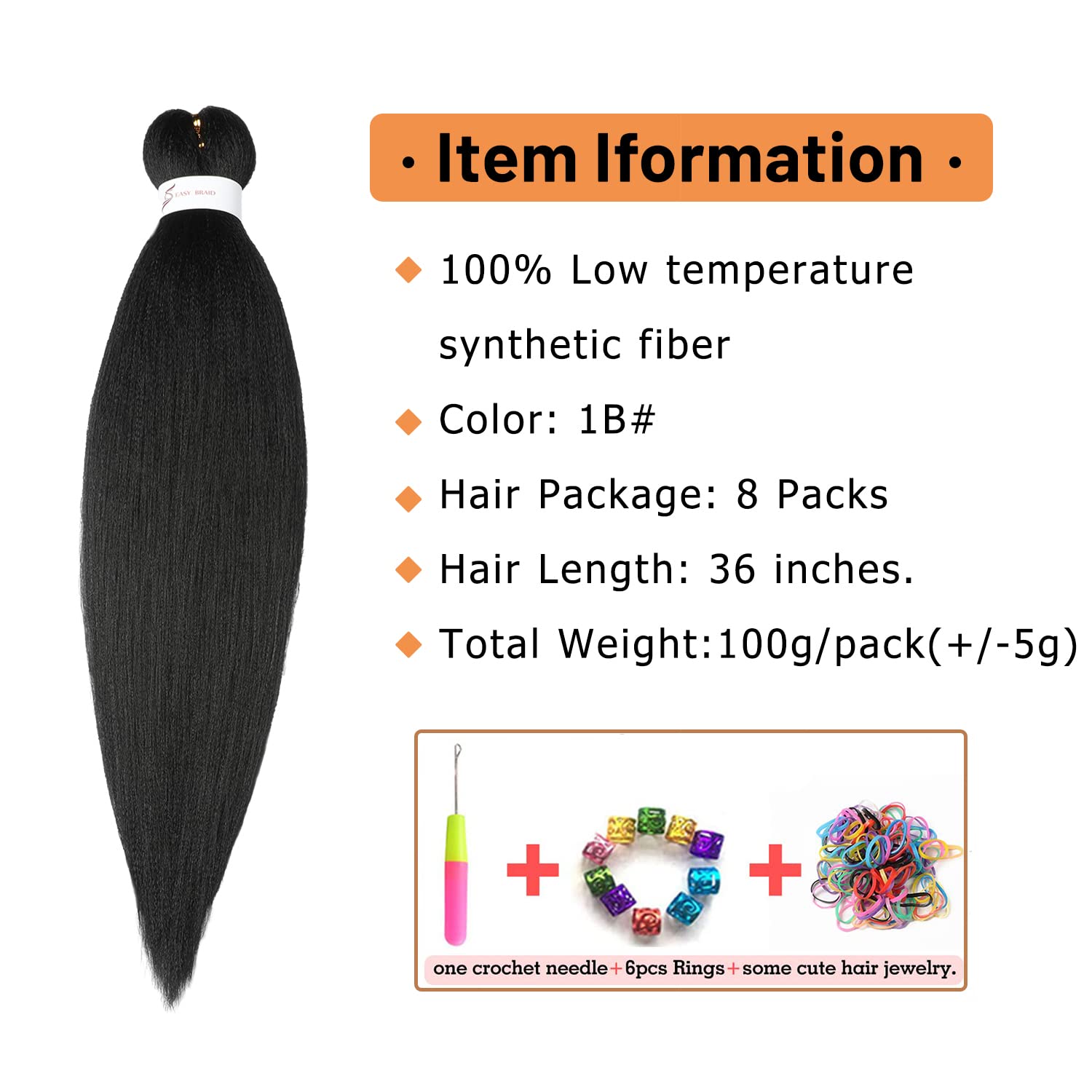 Pre Stretched Braiding Hair 36 Inch 8 Packs Long Braiding Hair Yaki Texture Hair Extensions Hot Water Setting Professional Synth