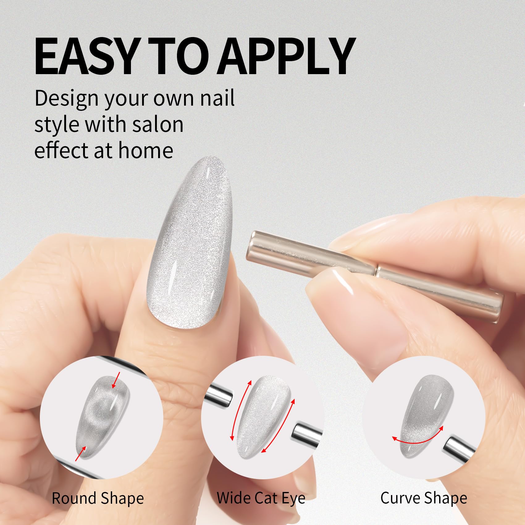 Maychao 15Ml Cat Eye Gel Nail Polish 1Pc Silver Gel Polish With Magnet Soak Off Holographic Magnetic Nail Polish For Nail Art Ma