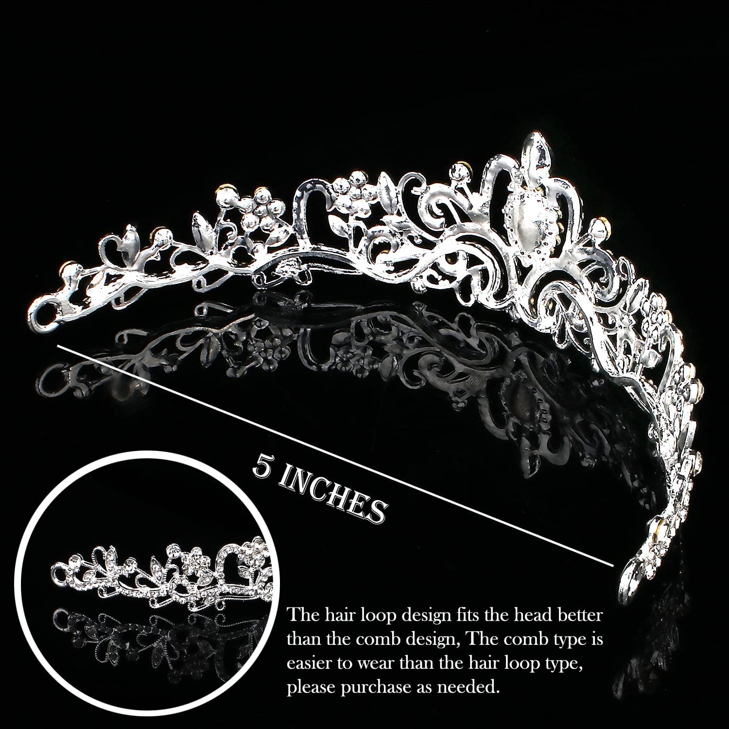 Cocide Rose Gold Tiara Crowns Crystal Headband Princess Rhinestone Crown With Combs Bride Headbands Bridal Wedding Prom Birthday