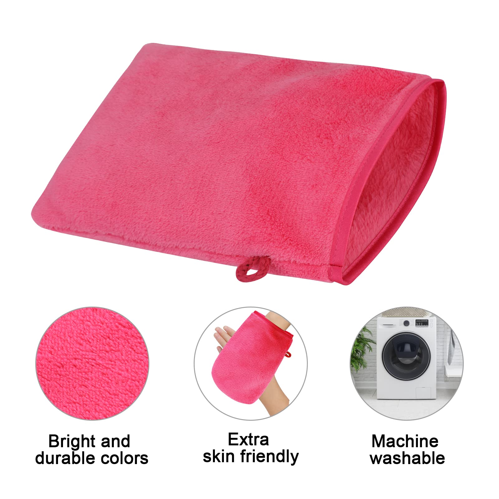 Phogary 10 Pcs Microfiber Body Wash Mitts, Flannel Soft Face Mitten, Bath Spa Cloth, Reusable Makeup Remover Mitt Gloves, Europe