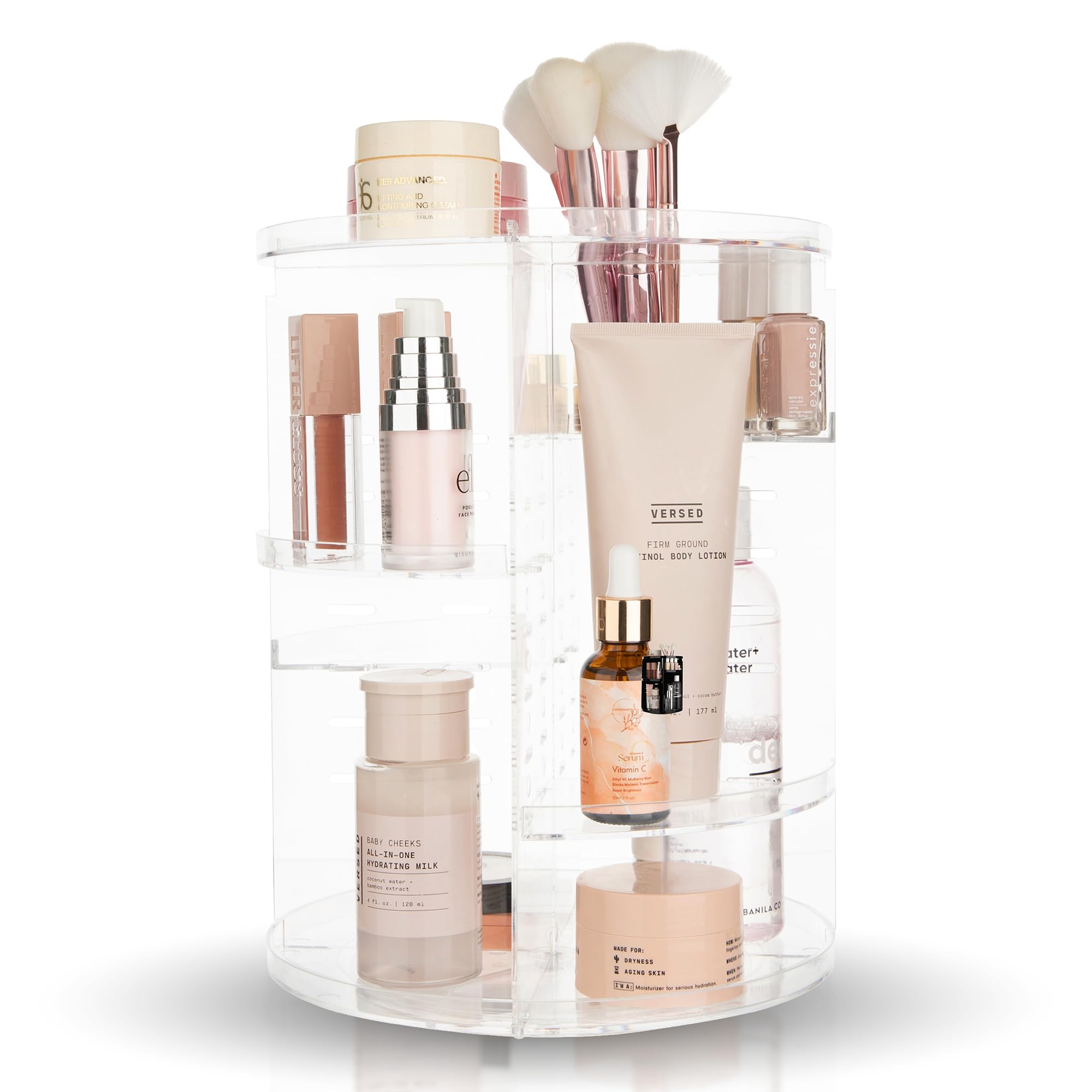 Masirs 360 Rotating Makeup Organizer, Adjustable Shelf Height And Fully Rotatable, The Perfect Cosmetic Organizer For Bedroom Dr
