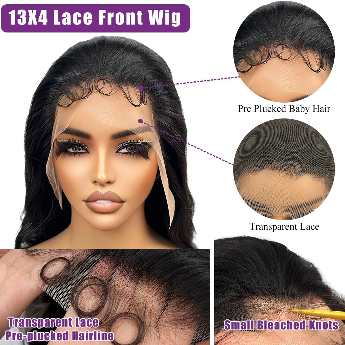 Ladywow Body Wave Lace Front Wigs Human Hair 13X4 Hd Lace Front Wigs Human Hair Wigs For Black Women 26 Inch Glueless Frontal Wi
