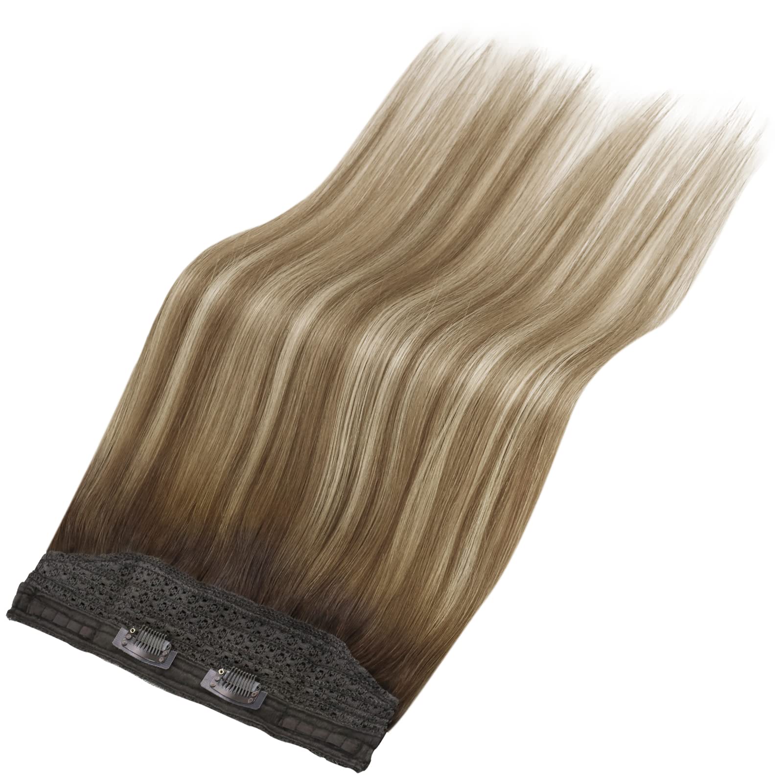 Sunny Wire Hair Extensions Real Human Hair Ombre Secret Wire Hair Extensions Dark Brown Balayage Light Brown With Blonde Clip In