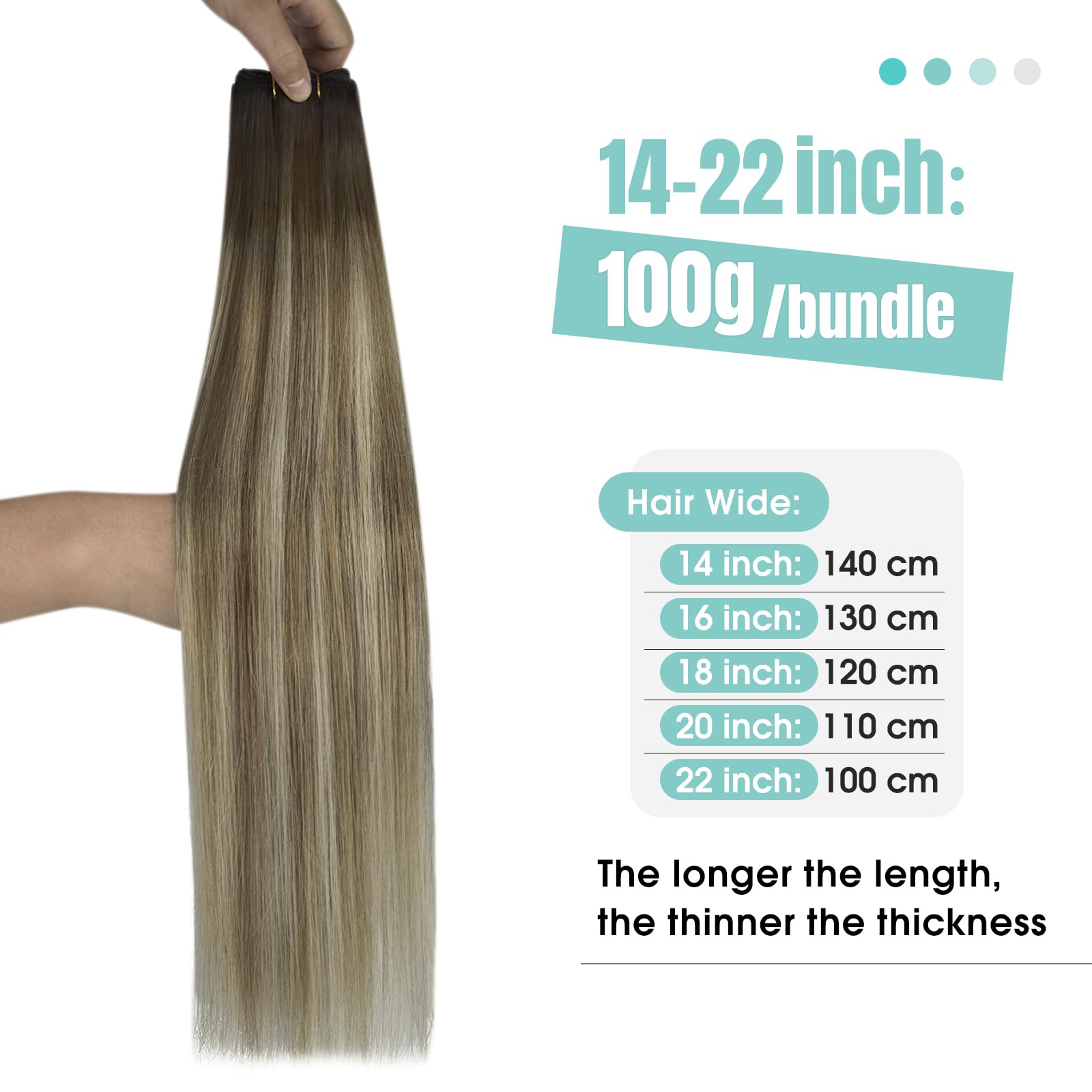 YoungSee Weft Hair Extensions Brown Ombre Sew in Hair Extensions Sew in Hair Extensions Human Hair Dark Brown Ombre Light Brown