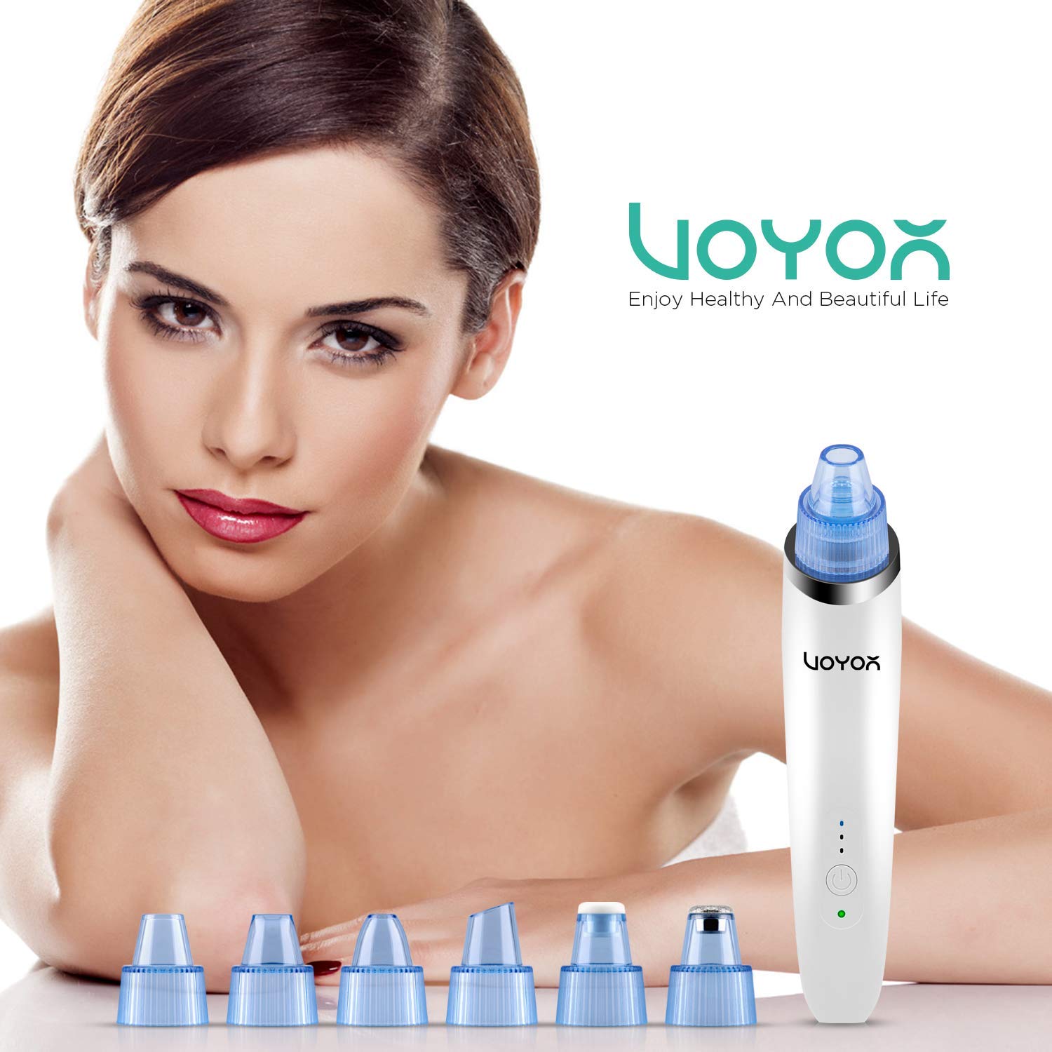 VOYOR Blackhead Remover Pore Vacuum - Electric Face Vacuum Pore cleaner Acne White Heads Removal with 6 Suction Heads BR410