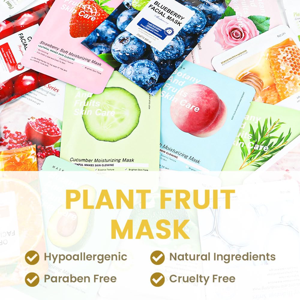 Amy'S Diary 6 Pcs Real Hydrating Nature Face Masks Skincare, Hyaluronic Acid, Vitamin C And E, Chamomile, Korean Beauty Essence