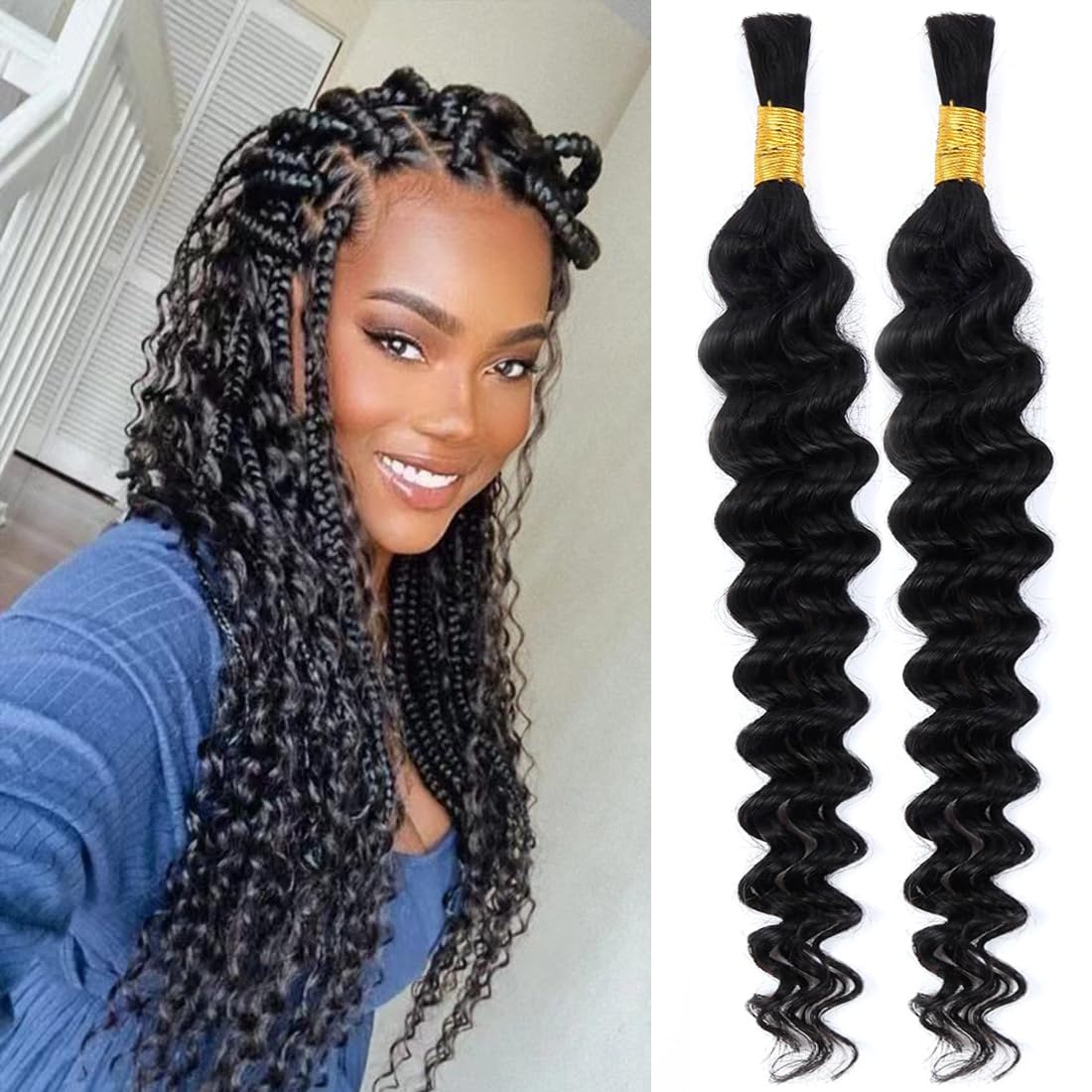 Selina Human Braiding Hair 1 Bundle 50g Loose Deep Human Hair Bulk Micro Braiding Hair Human Hair Deep Wave Bulk Human Hair For 