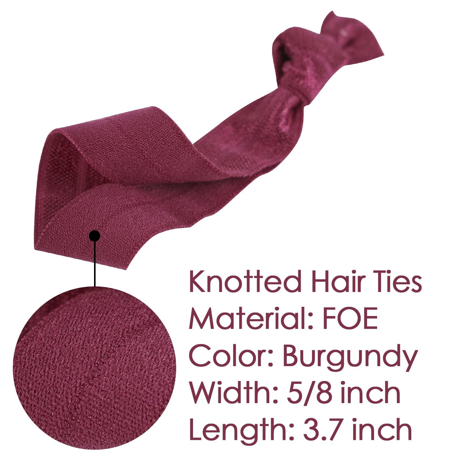Meedee 100 Pack Burgundy Hair Ties For Women No Crease Soft Elastic Ribbon Dark Red Hair Ties Knotted Hair Ties No Damage Pony T