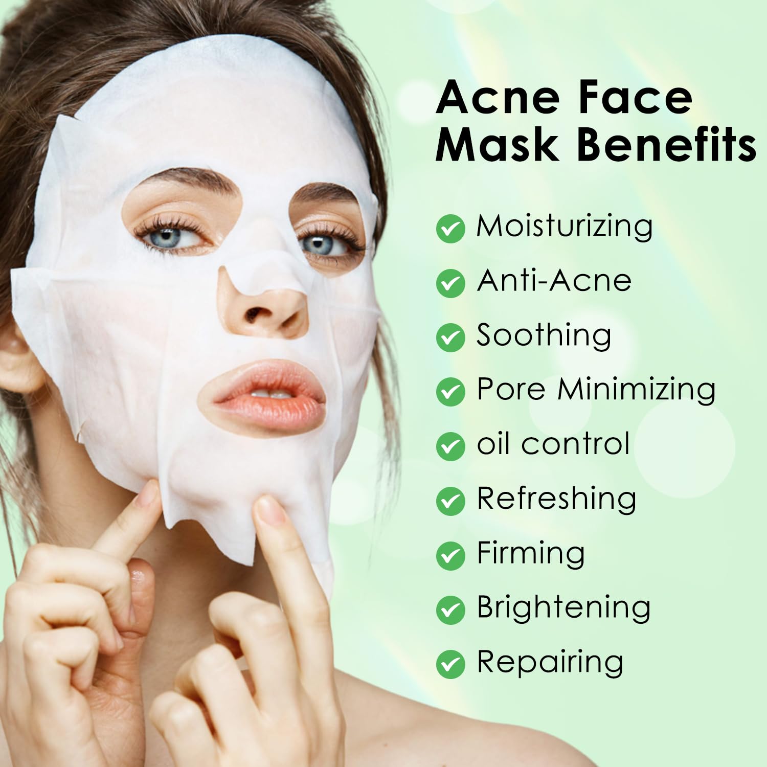 Irev Anti Acne Face Mask,Sheet Masks With Salicylic Acid, Face Masks Skincare For Acne, Acne Sheet Mask For Acne-Prone, Oily, An