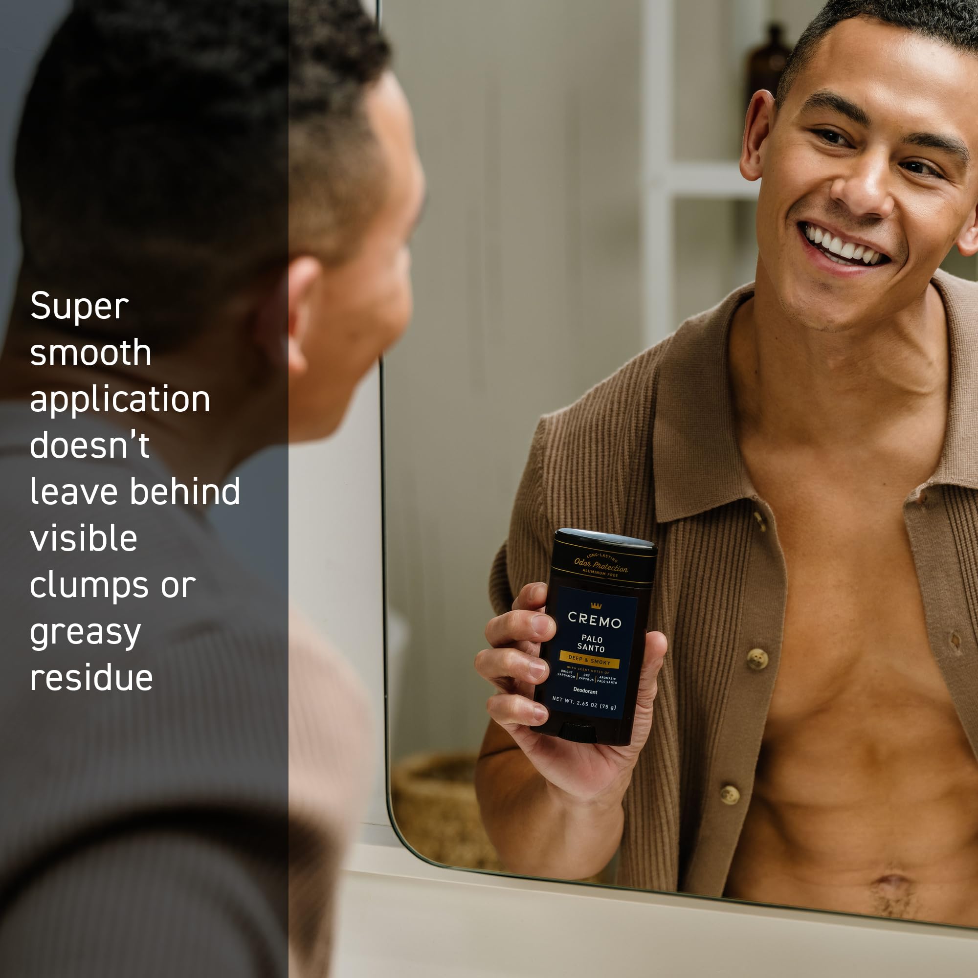 Cremo Aluminum Free Deodorant for Men, 48-Hour Odor Protection, 2.65oz