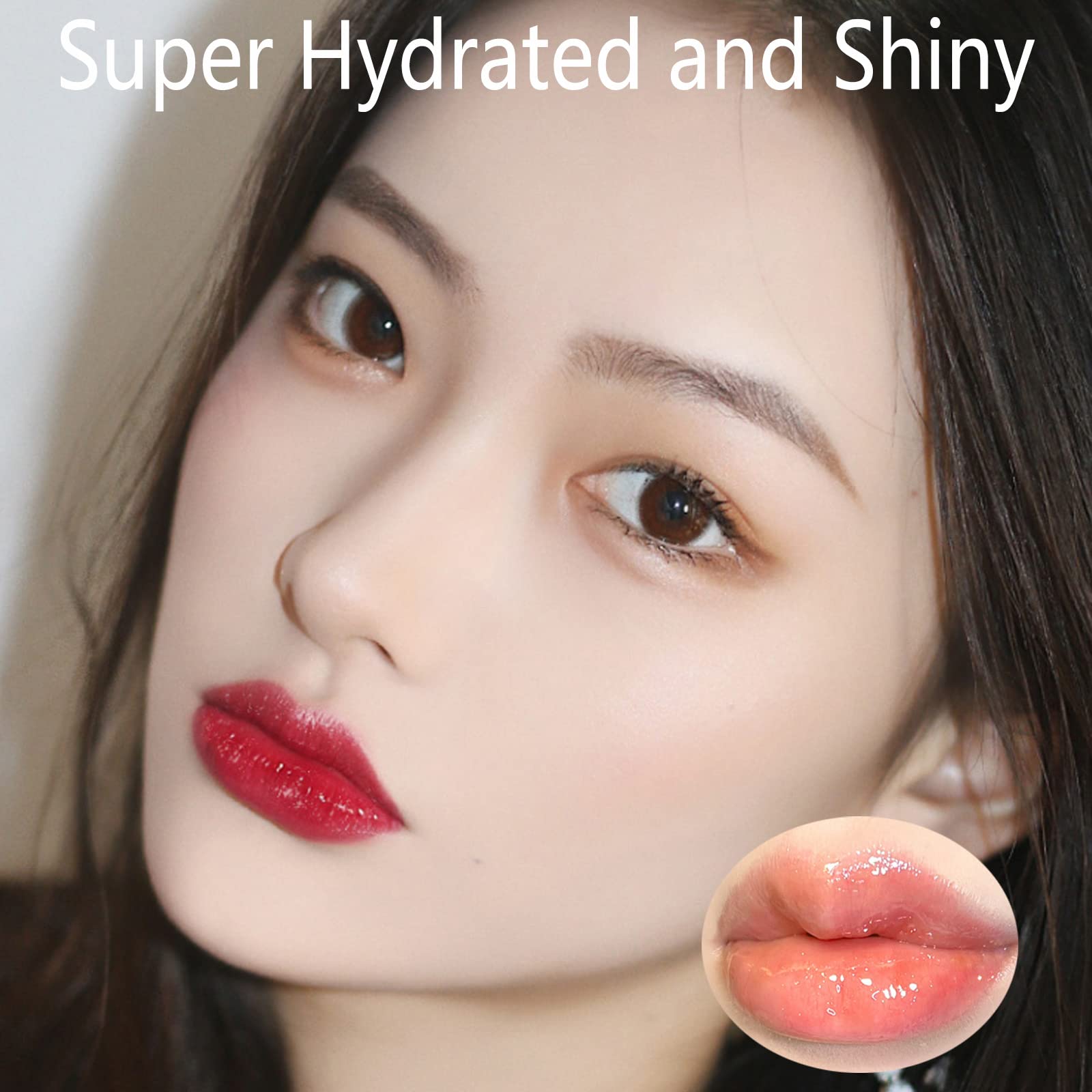 Natural Hydrating Shimmery Lip Gloss Set, Waterproof Long Lasting Moisturizing Lip Care Lip Oil Gloss, Diamond Transparent Shimm