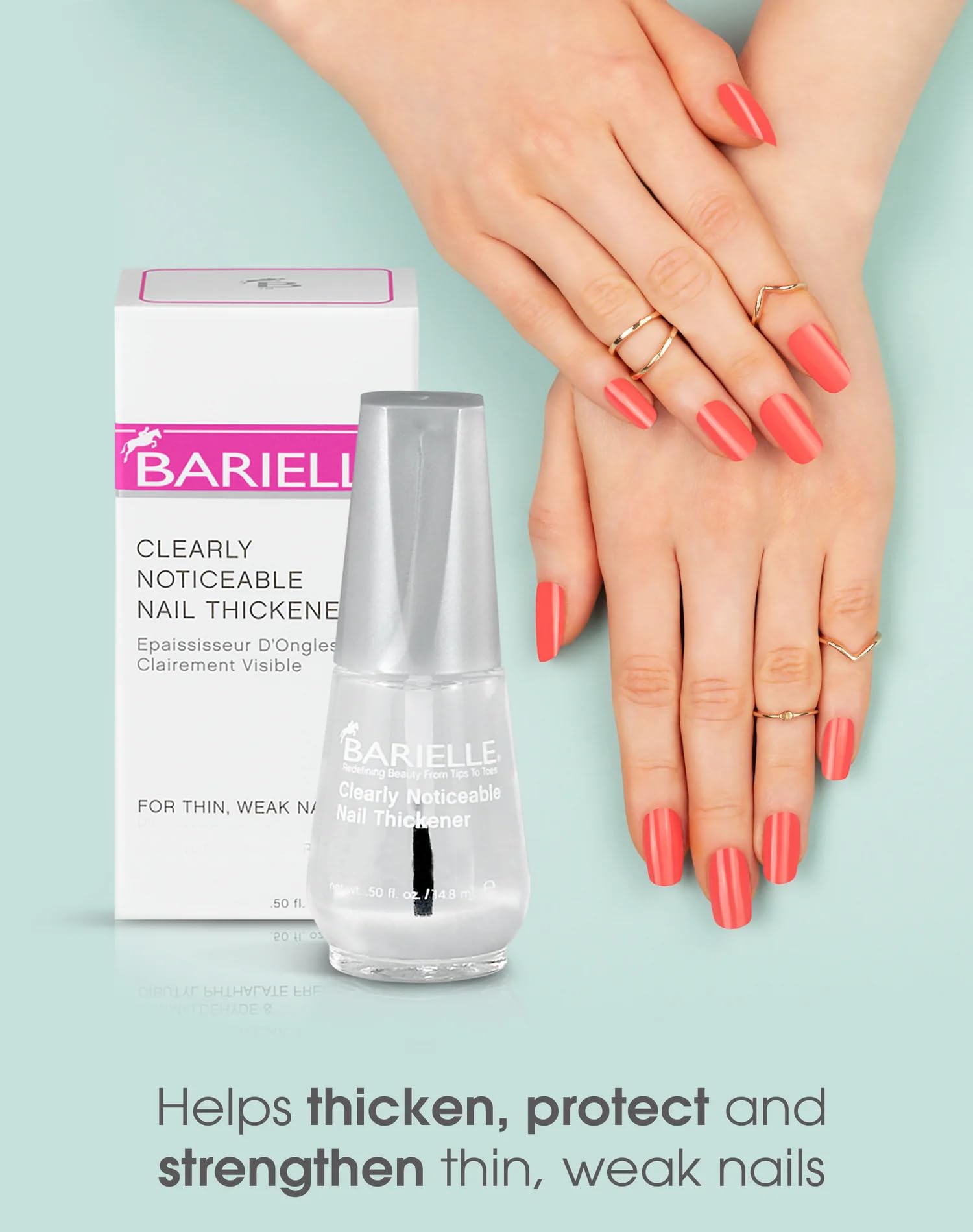 Barielle Clearly Noticeable Nail Thickener, Top Coat Instantly Thickens Nails Up To 50%, Perfect for Damaged Nails, Quick-Drying