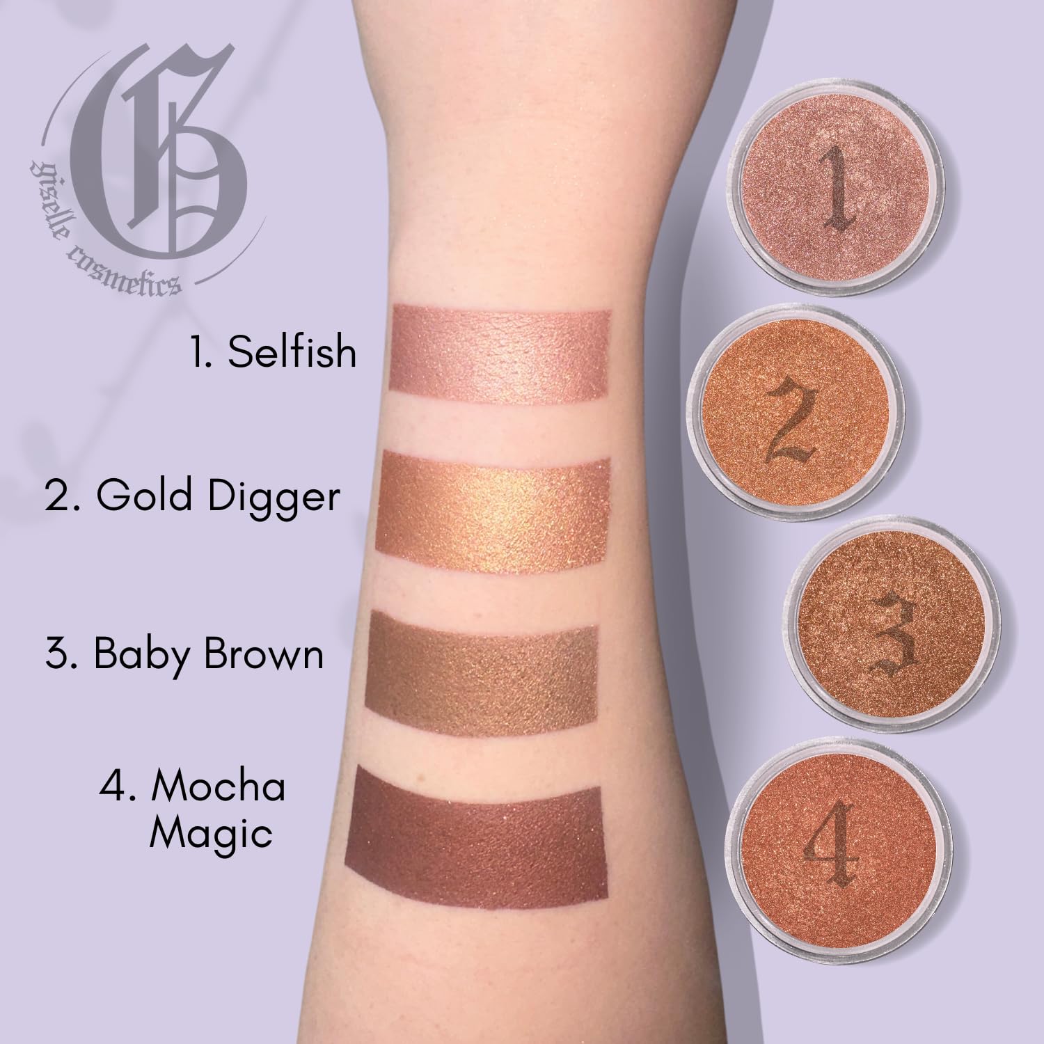 Giselle Cosmetics Selfish Bronzer: Organic Makeup With Eyeshadow Palette, Highlighter Makeup, Face Powder, Contour Palette, Trav