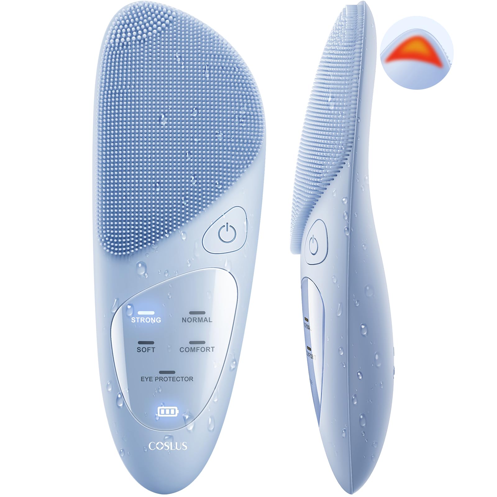 Coslus Facial Cleansing Brush Silicone Face Scrubber: Ipx7 Waterproof Rechargeable Face Wash Brush, 4 Cleansing Modes, Electric