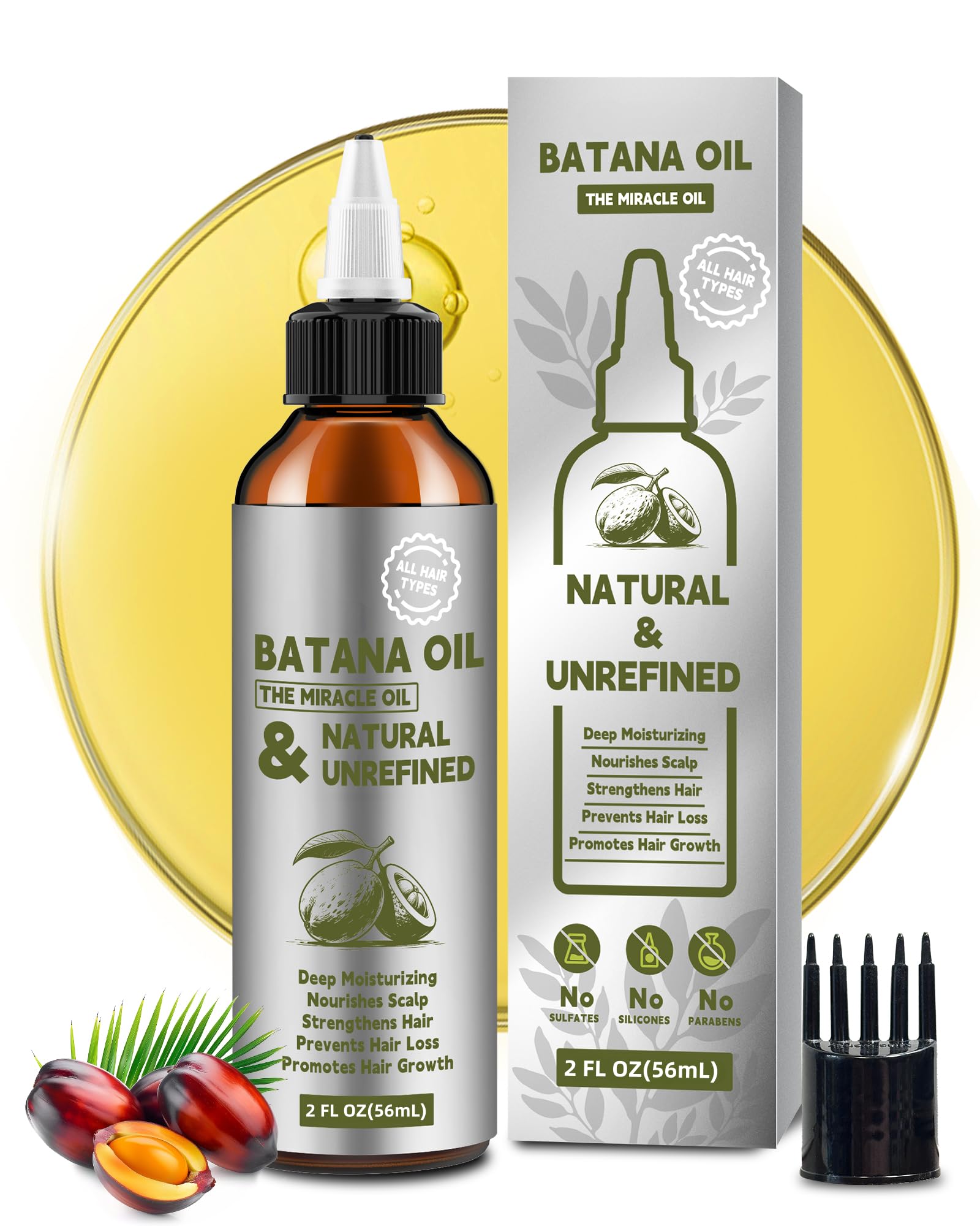 MOVRLYN 100% Natural Raw Batana Oil for Hair Growth, Dr Sebi Hair Growth Oil From Honduras, Thicker & Stronger Hair, Prevents Ha