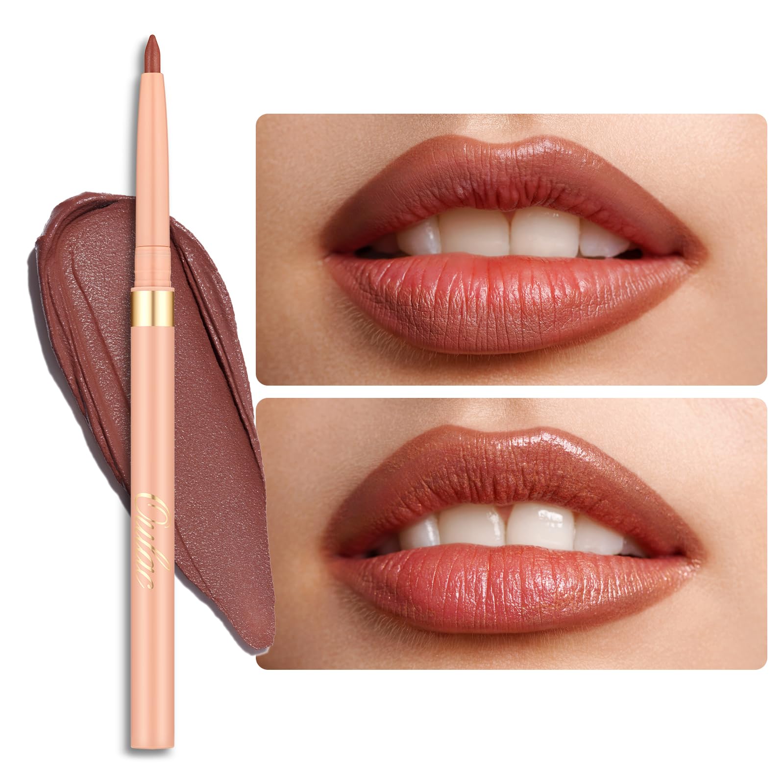 Oulac Brown Lip Liner Pencil, Waterproof Retractable Lipliner Crayon, Smooth, Long-Lasting And Waterproof Formula, Contour Your