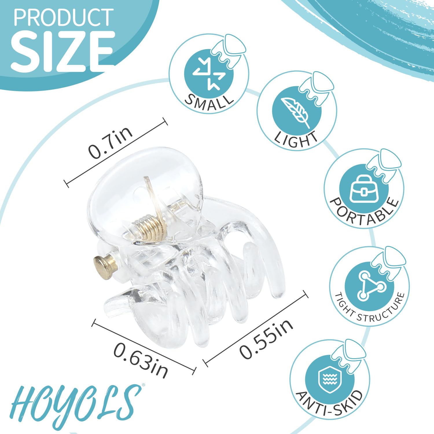 Hoyols Clear Small Hair Clips, Mini Hair Claw Clips for Hair Strong Grip Plastic Tiny Jaw Cute Hair Accessories No Slip for Wome