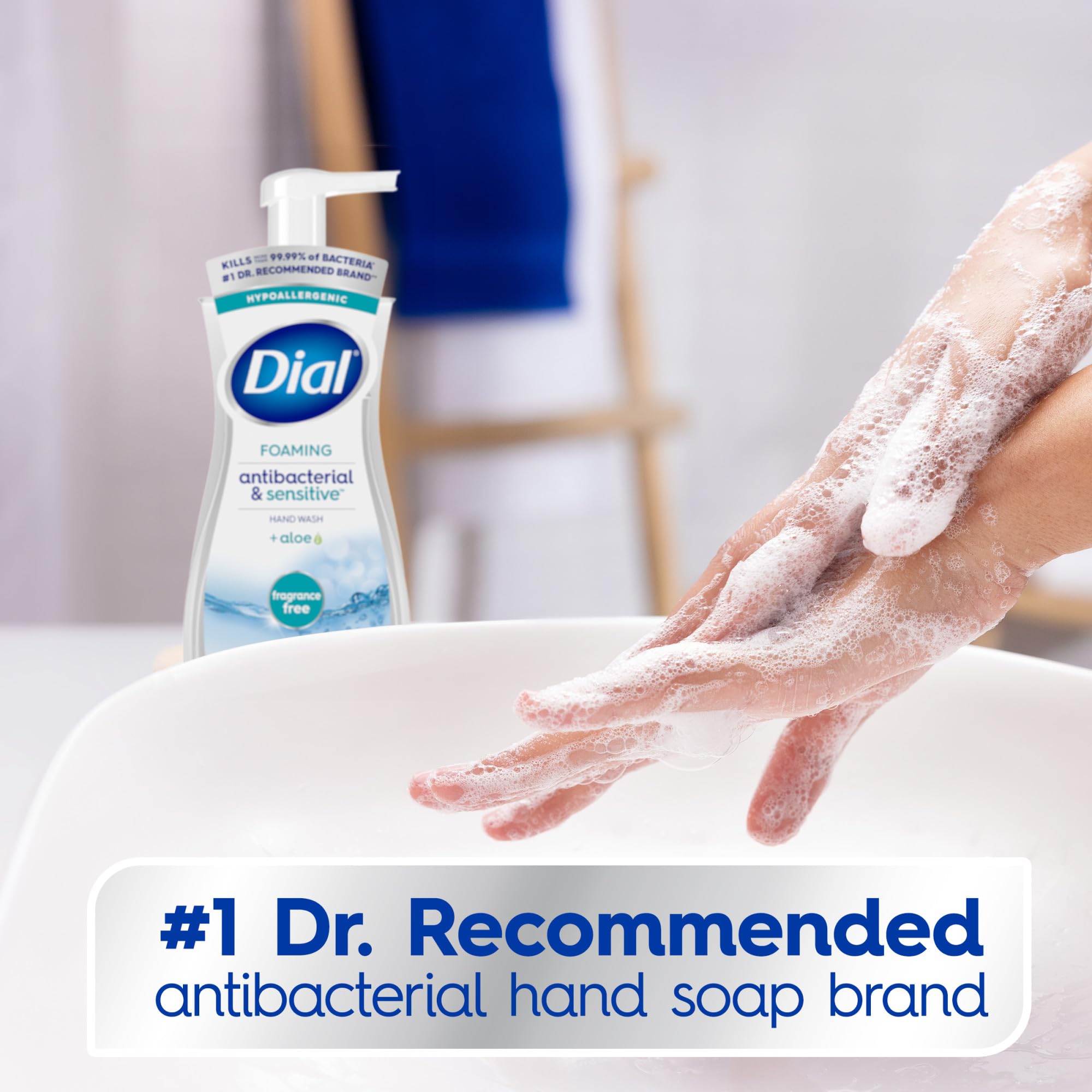 Dial Antibacterial & Sensitive Foaming Hand Wash, Fragrance Free, 7.5 Fl Oz Pack Of 6