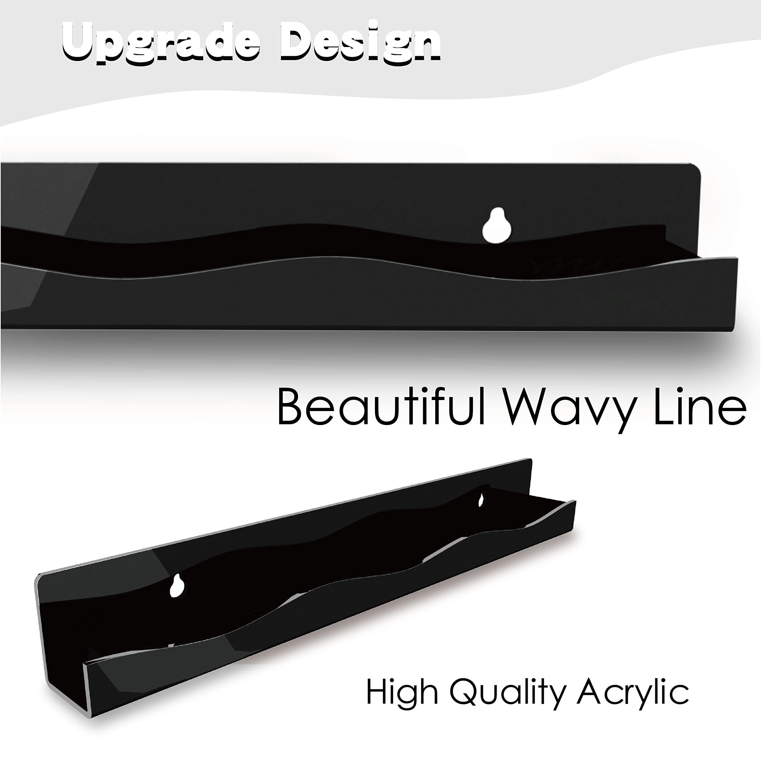Ymvv 15'' Nail Polish Rack Wall Mounted Shelf,6 Pack Black Acrylic Organizer Supplies For Nail Techs,Great Display For Salons Re