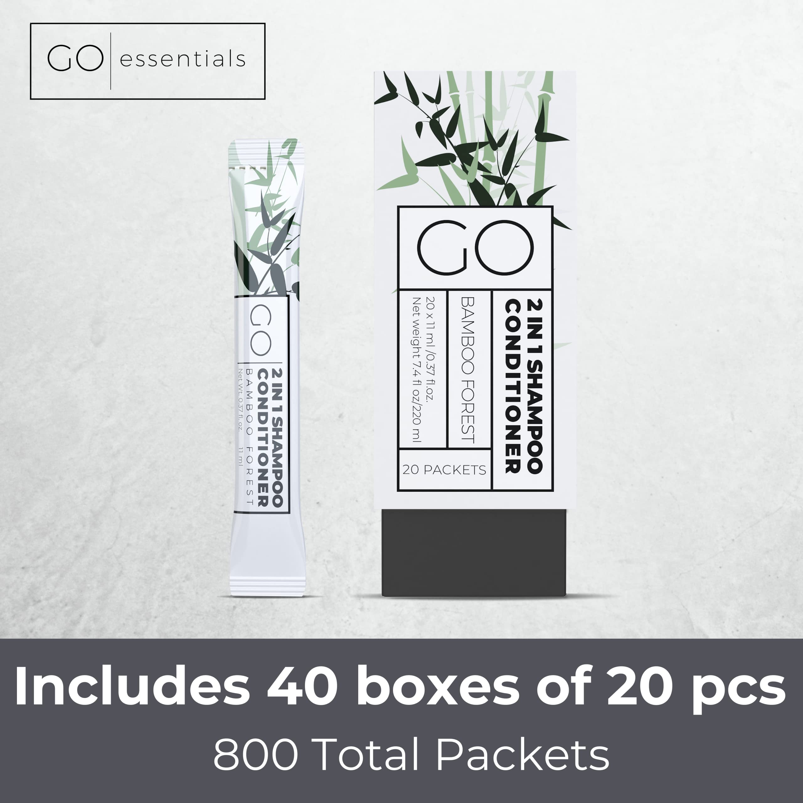 GO Essentials Travel Size Shampoo and Conditioner Set of 800 - 2 in 1 Single Use Travel Shampoo and Conditioner (Sulfate Free) -