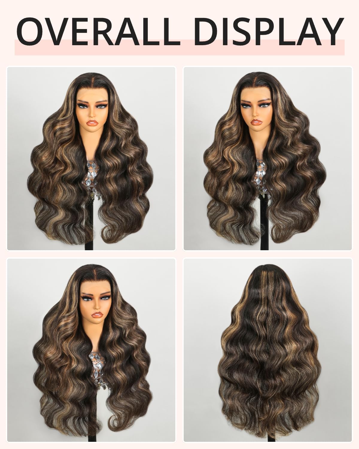 MEGALOOK Highlight Lace Front Wig Human Hair 200% Density Balayage Wig Human Hair 13x4 Ombre Lace Front Wig Human Hair Pre Pluck