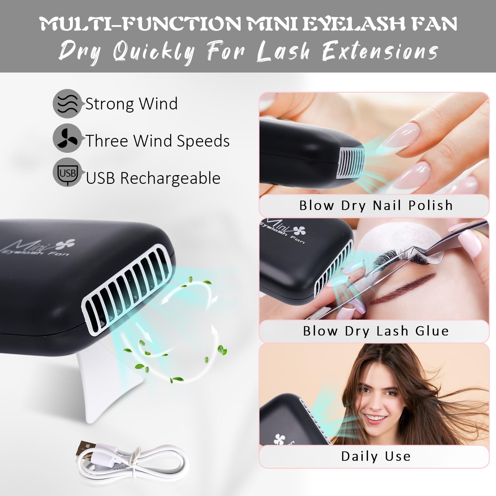 Emeda Lash Shampoo Kit Cleaning Bath - Lash Cleanser For Extensions, Usb Mini Portable Fan Brush Wash Bottle, Oil Free Lash Foam