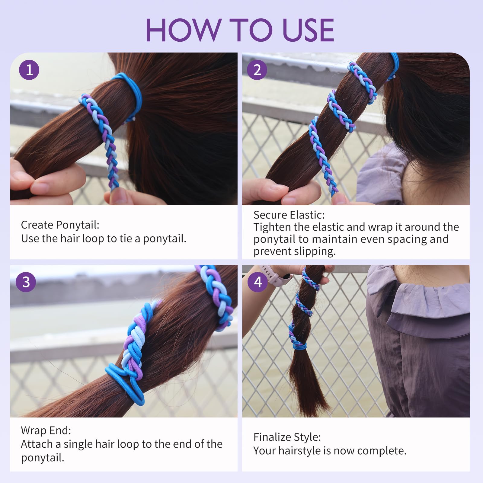 MoyRetty 25 Black Spiral Hair Tie Sprots Ponytail Holders, Elastic Braided Hair Ties No Damage for women 1PC